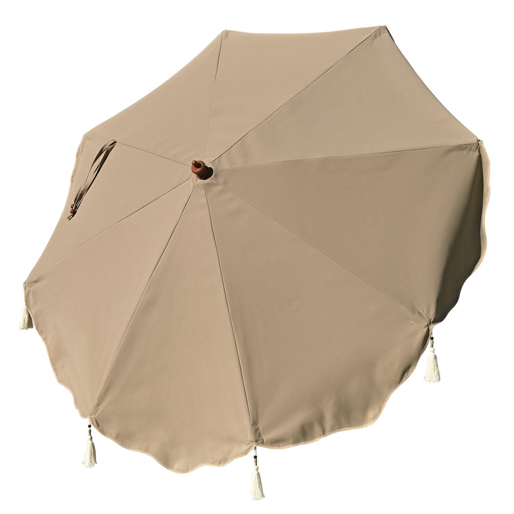 TheLAShop 7 ft 8 Rib Umbrella Canopy with Fringe Boho Style - Perfect for Patio, Beach, Garden & Outdoor Decor (5-10 Year Durability)