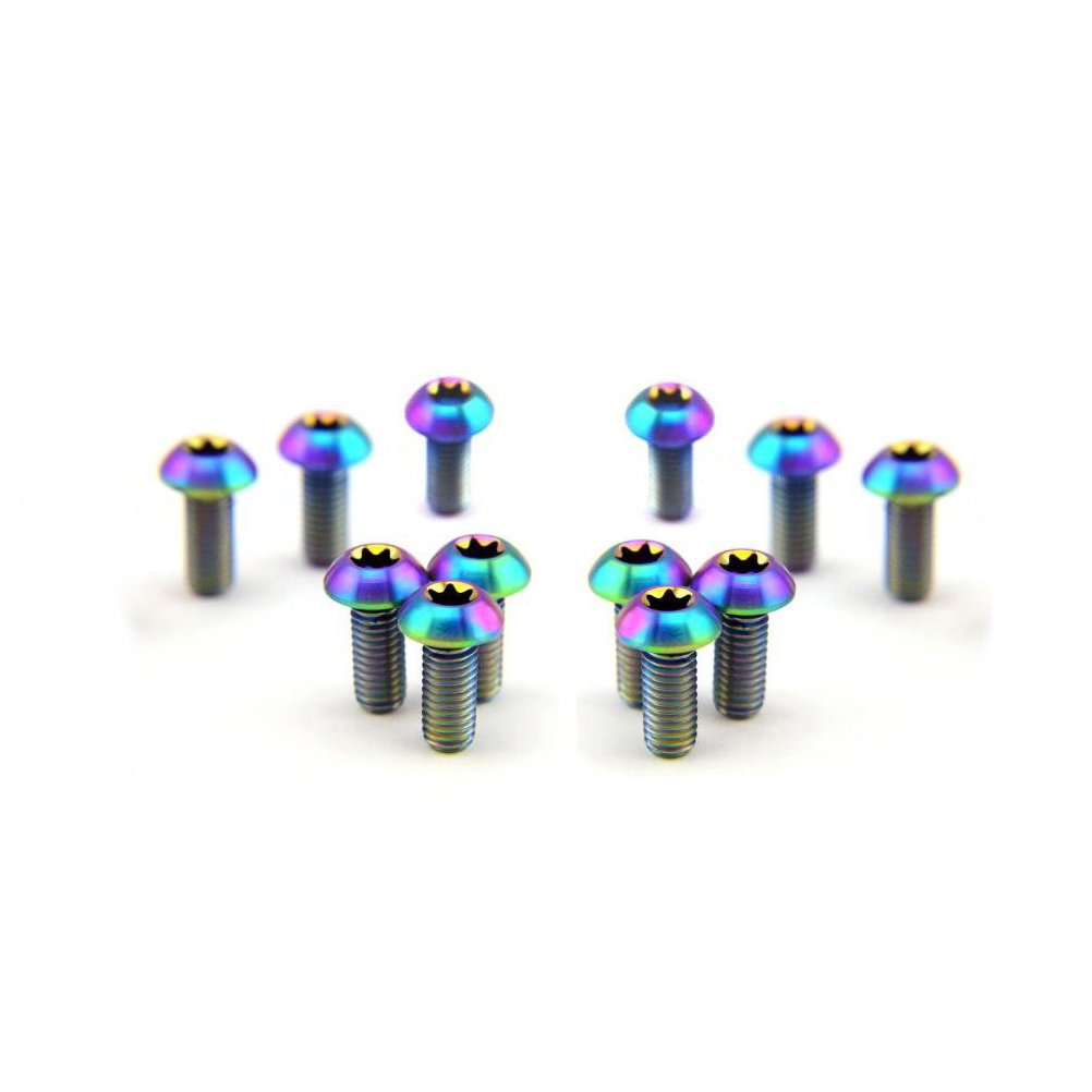 M5x10mm Titanium Bolts for MTB Disc Brakes - 12pcs (Bicycle Brake Screws) for Off-Road Cycling