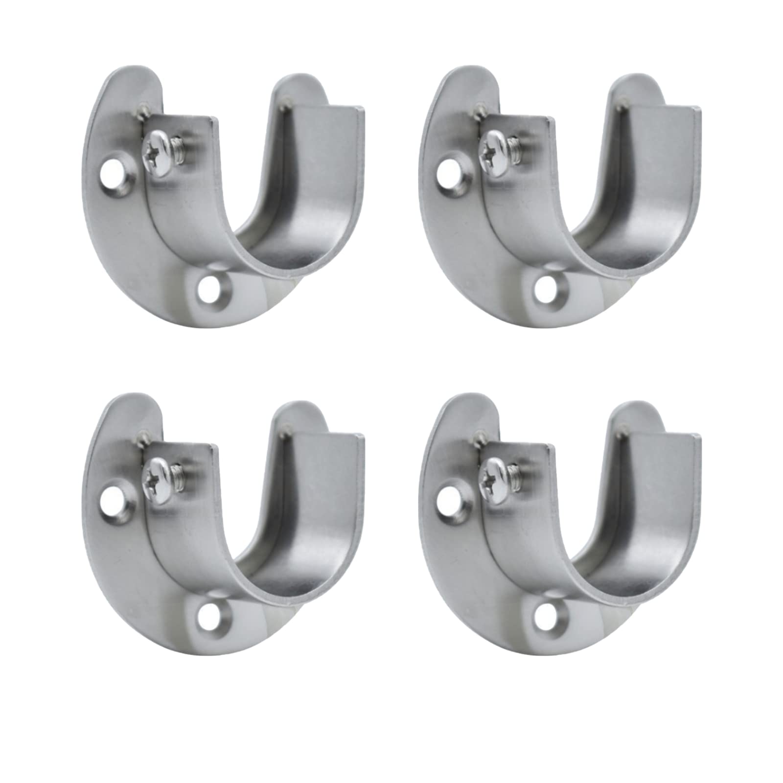 25mm Stainless Steel Flange Rod Holder - U Shaped Closet Pole Bracket for Wardrobe, Shower Curtain & Closet Organization (4PCS) - Perfect for Bedroom Storage & Bathroom Accessories