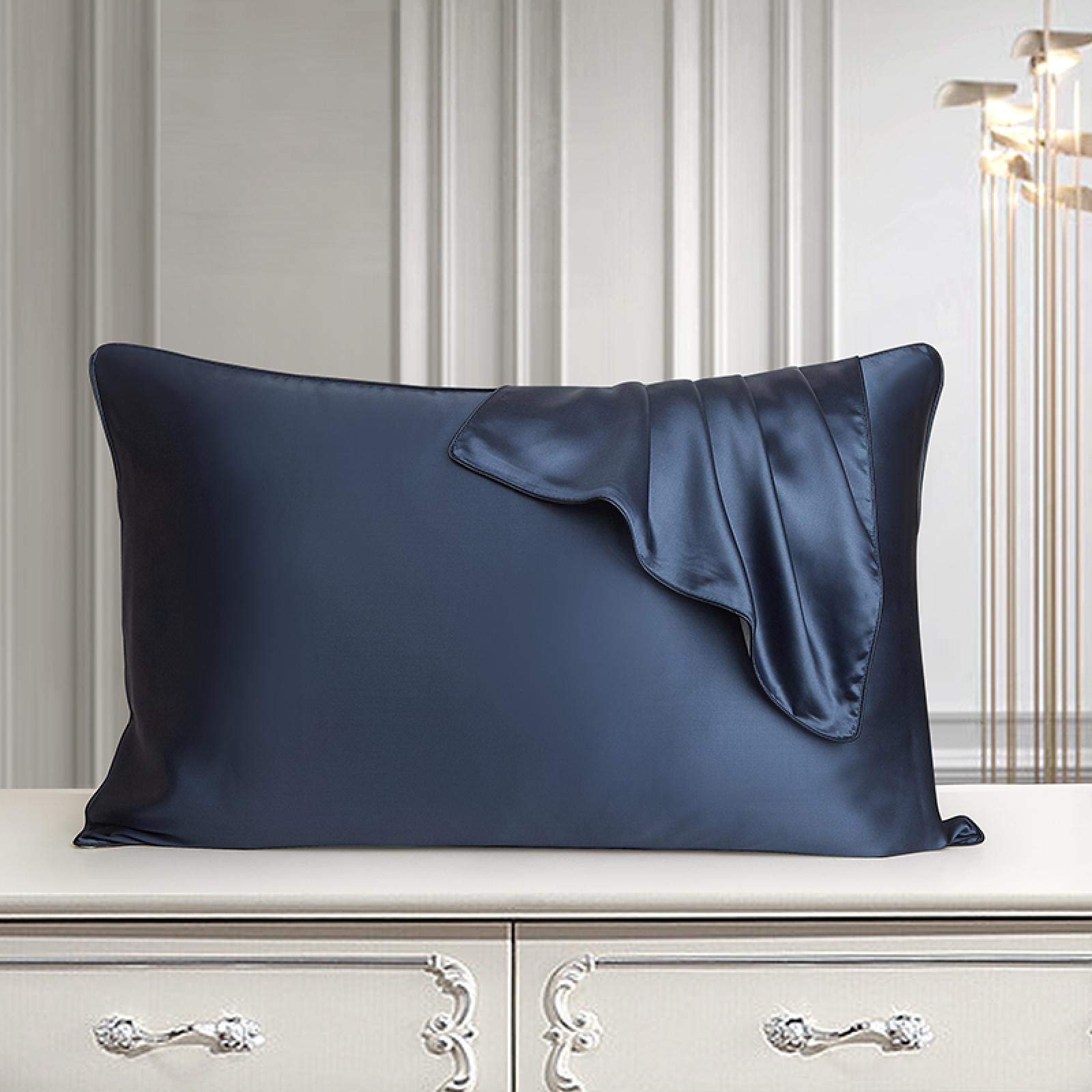 Premium Silk Pillowcase for Hair & Skin - 19x16 Inches (480x740mm) - Hypoallergenic & Breathable Peanut Design - Perfect for Beauty Sleep, Travel & Home Decor