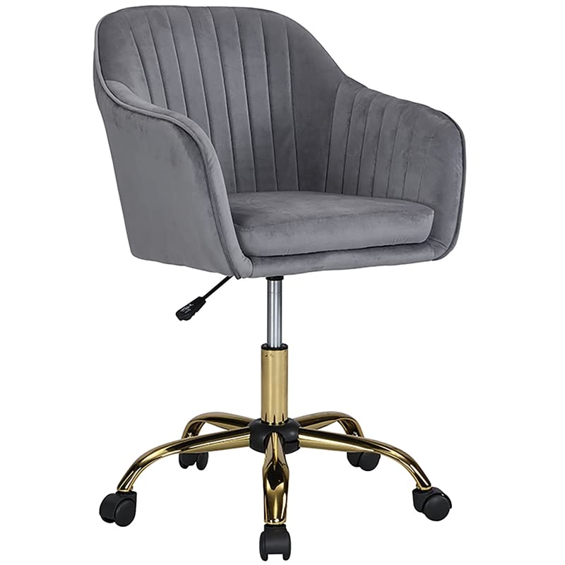 Carolina Classic Antoccino Desk Chair in Gray Velvet - Ergonomic Office Chair with Lumbar Support for Home & Workspace - Perfect for Remote Work, Gaming & Study