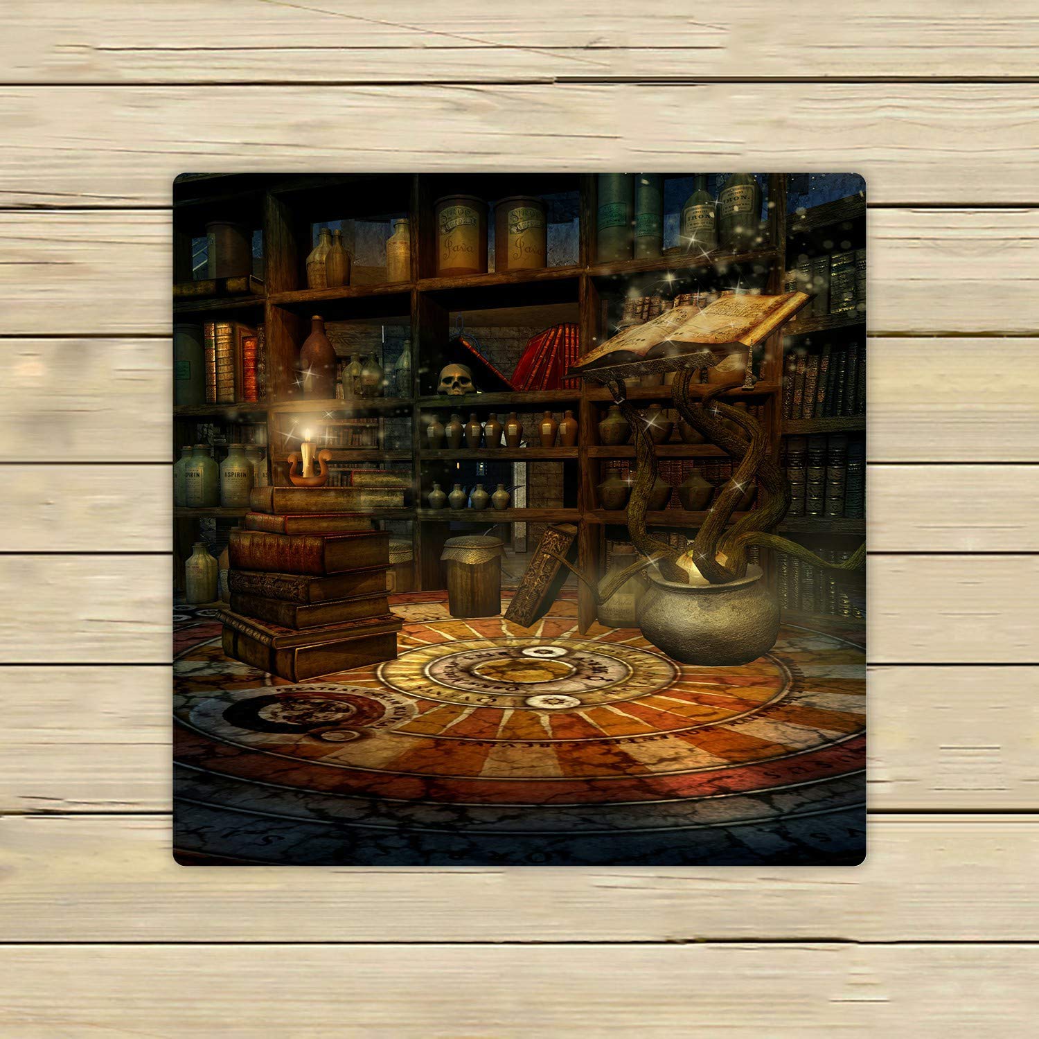 Fantasy Room Decor with Magic Book, Potions & Candles - 13x13 Inch Beach Bath Towel for Home, Outdoor & Travel - Perfect for Themed Parties, Spa Days & Beach Vacations