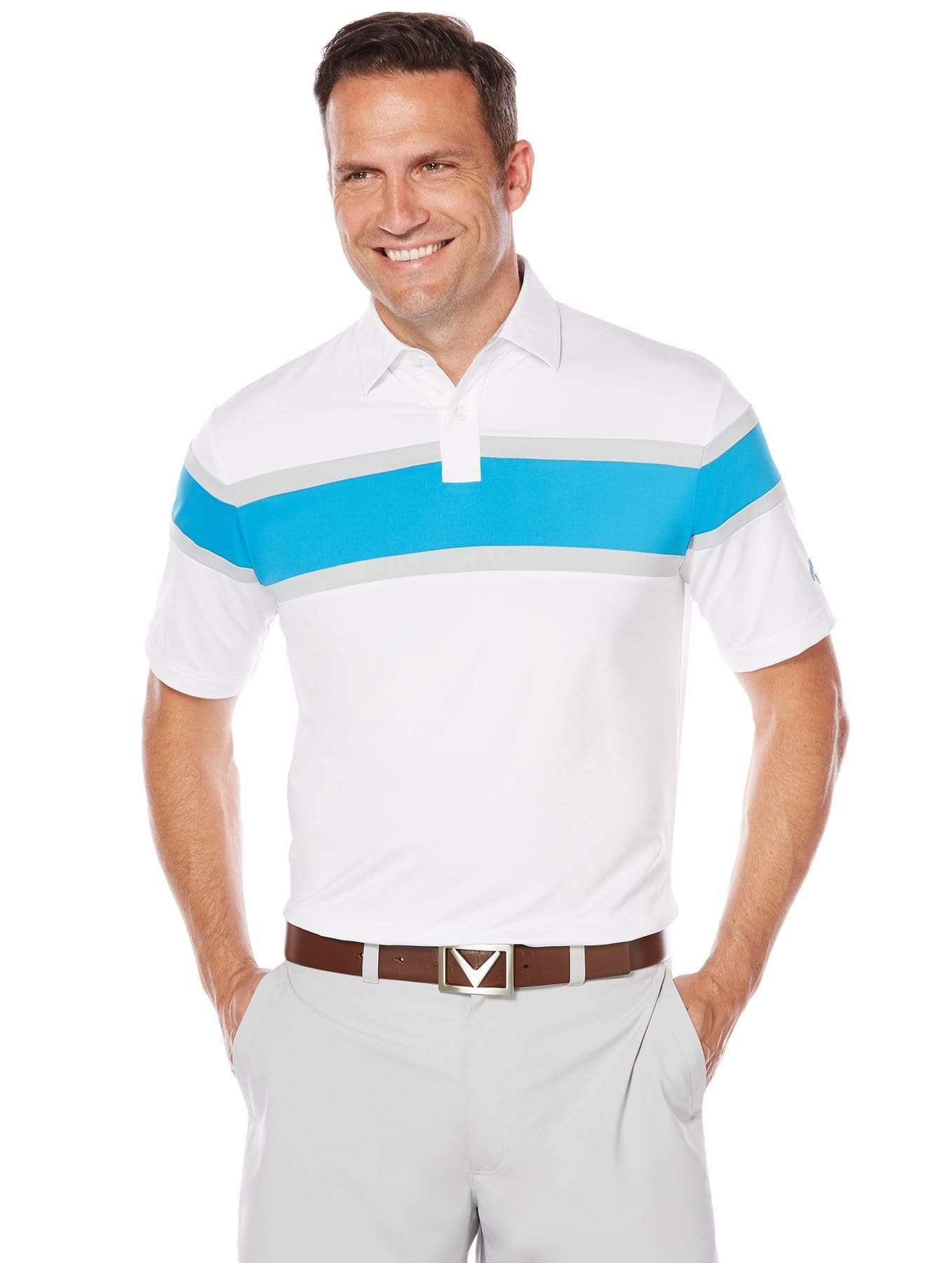 Big & Tall Opti-Dri Moisture-Wicking Chest Stripe Polo Shirt for Men - Breathable & Quick-Dry Performance Top for Golf, Work & Casual Wear