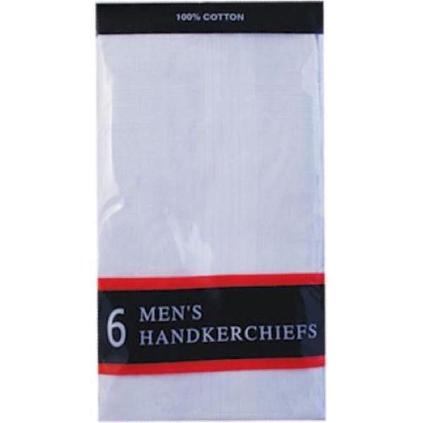 6 Pack Men's White Cotton Handkerchiefs - Soft & Absorbent for Everyday Use, Travel, and Formal Occasions