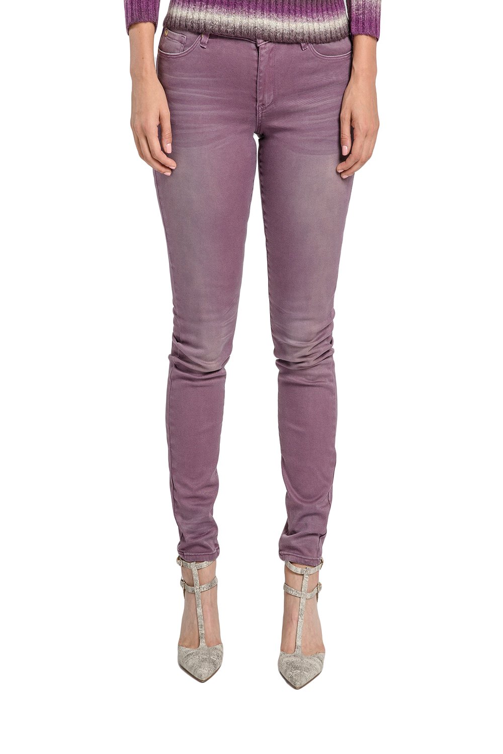 Women's Plum Color Denim Skinny Jeans - 5 Pocket Stretch Jeans with Sand Blasted Wash | Comfortable Slim Fit Pants for Casual Wear, Date Night & Office Outfits