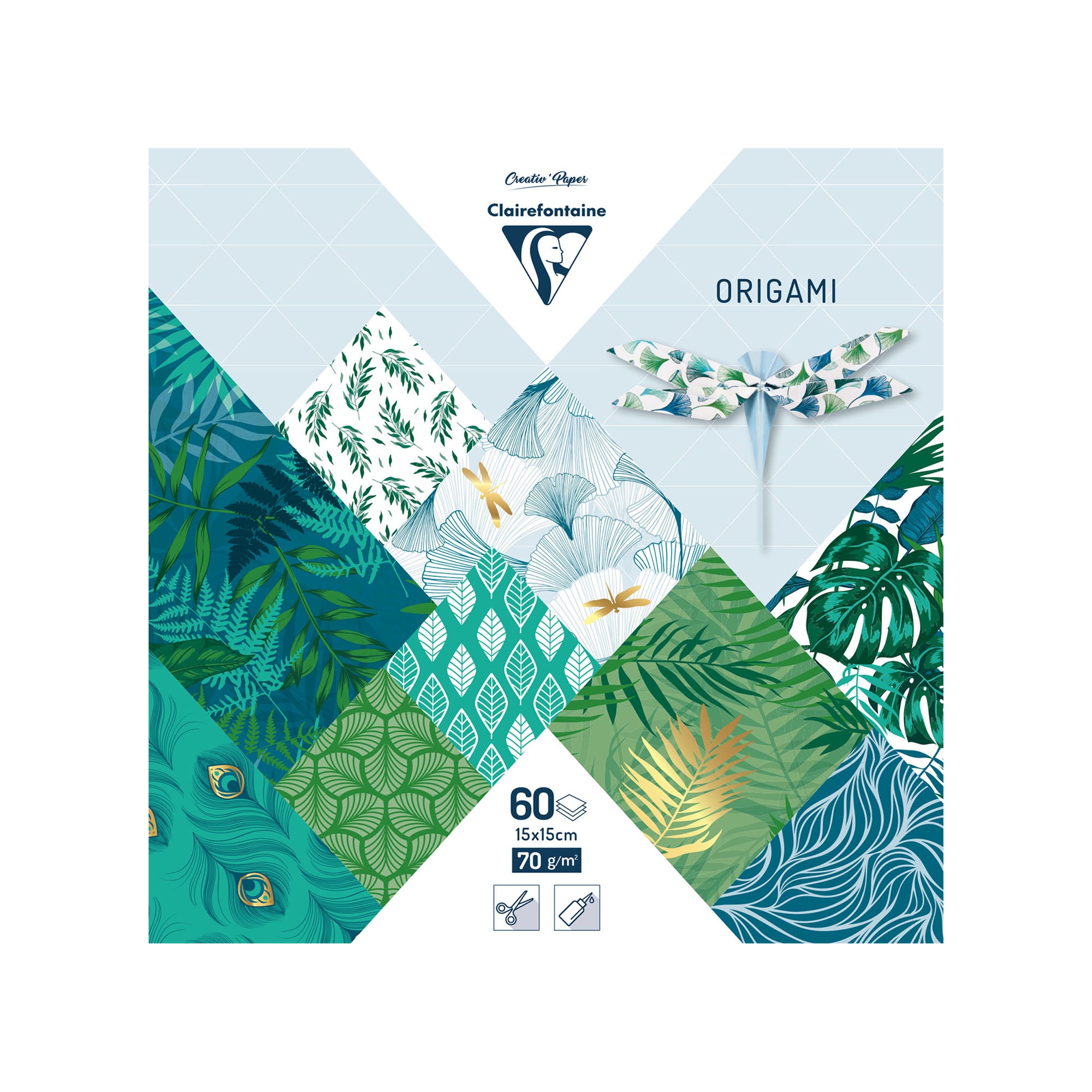 60 Sheet Origami Paper Kit with 12 Patterns - Botanical Chic Design for DIY Crafts, Kids Art Projects, Home Decor & Party Favors