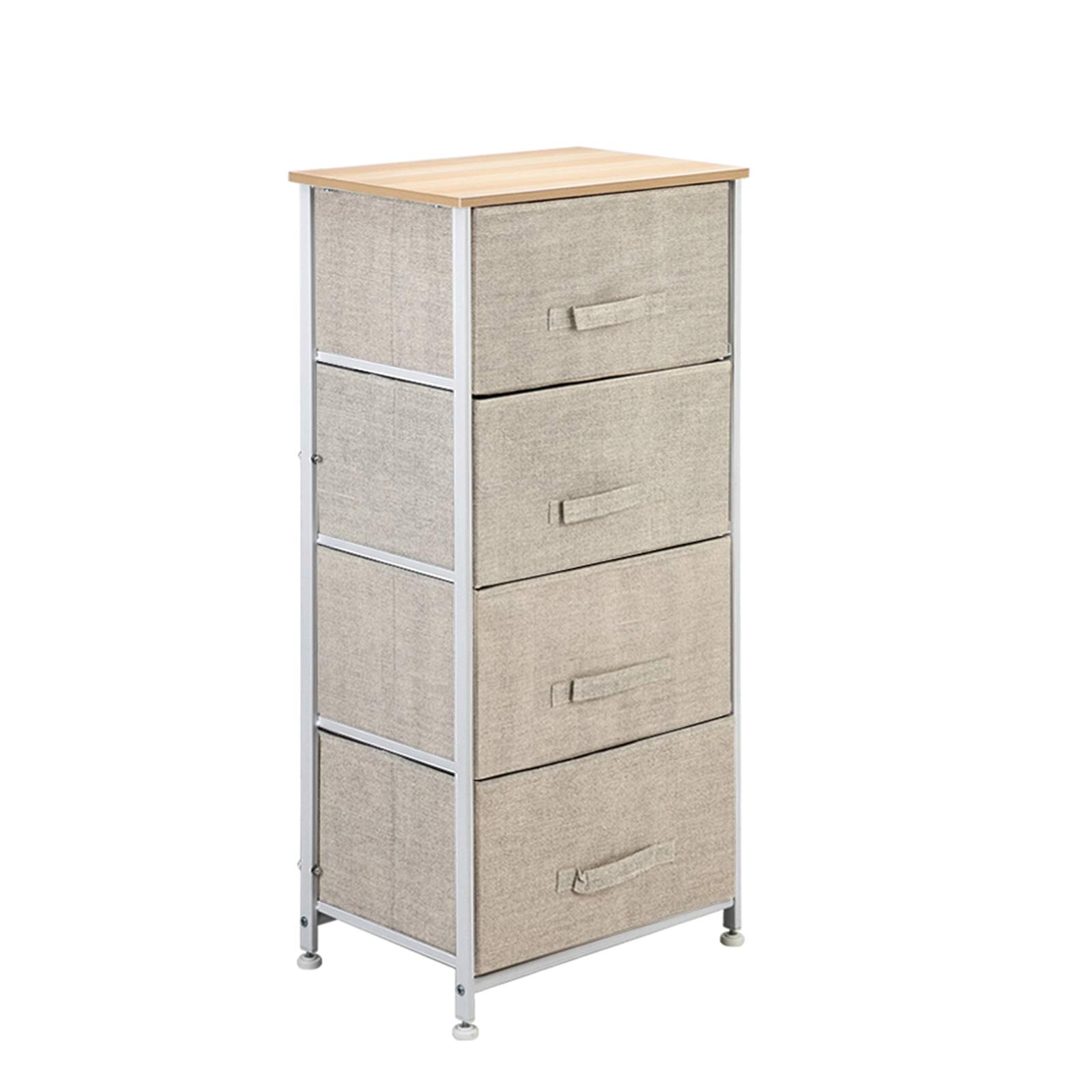 4-Tier Fabric Dresser Organizer with Wood Top - for Bedroom, Dorm & Office Storage