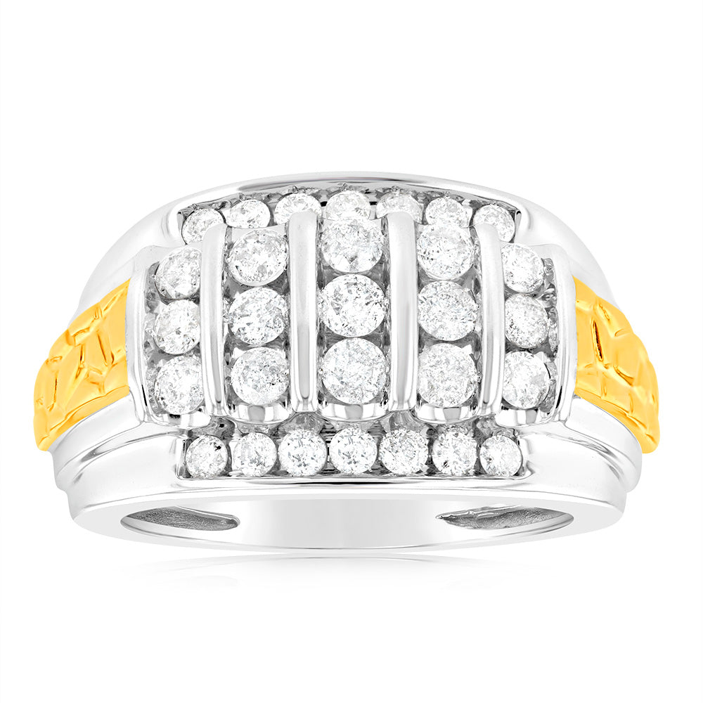 1.5 Carat Diamond Men's Ring in 10K Yellow & White Gold - Perfect for Weddings, Anniversaries & Special Occasions