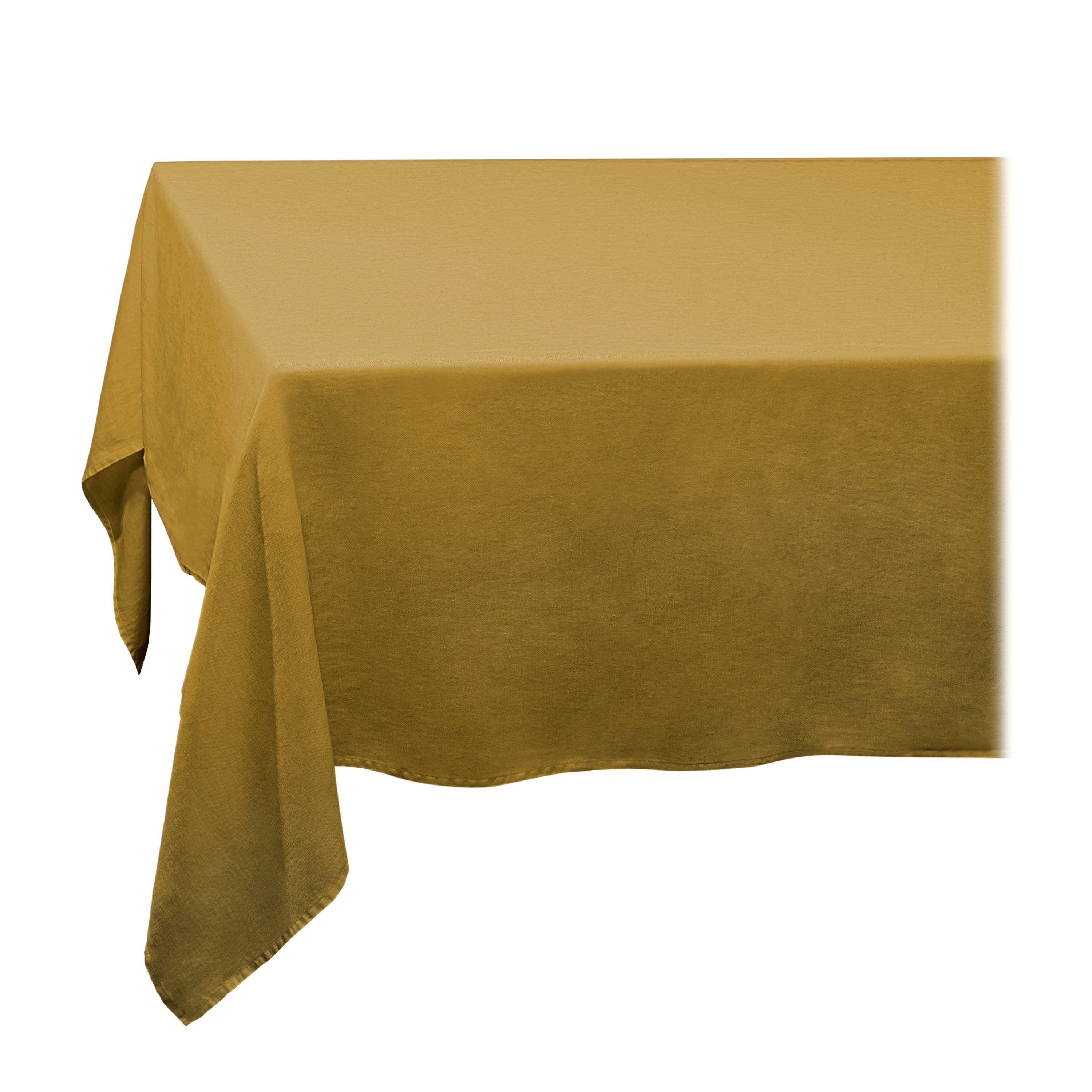 Premium Linen Sateen Tablecloth - 72x108 Inch Mustard Yellow Rectangular Table Cover for Dining Room, Party & Wedding Decor - Wrinkle & Stain Resistant Fabric