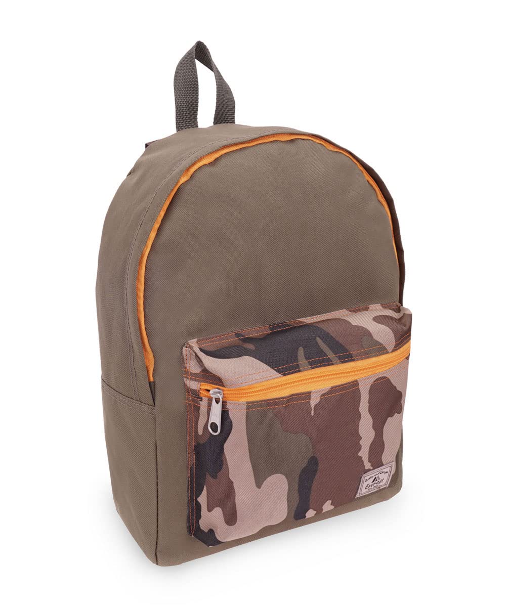 Everest Basic Color Block Backpack - Olive Camo Hiking Backpack for School, Travel & Outdoor Adventures | Durable Water-Resistant Daypack for Men & Women
