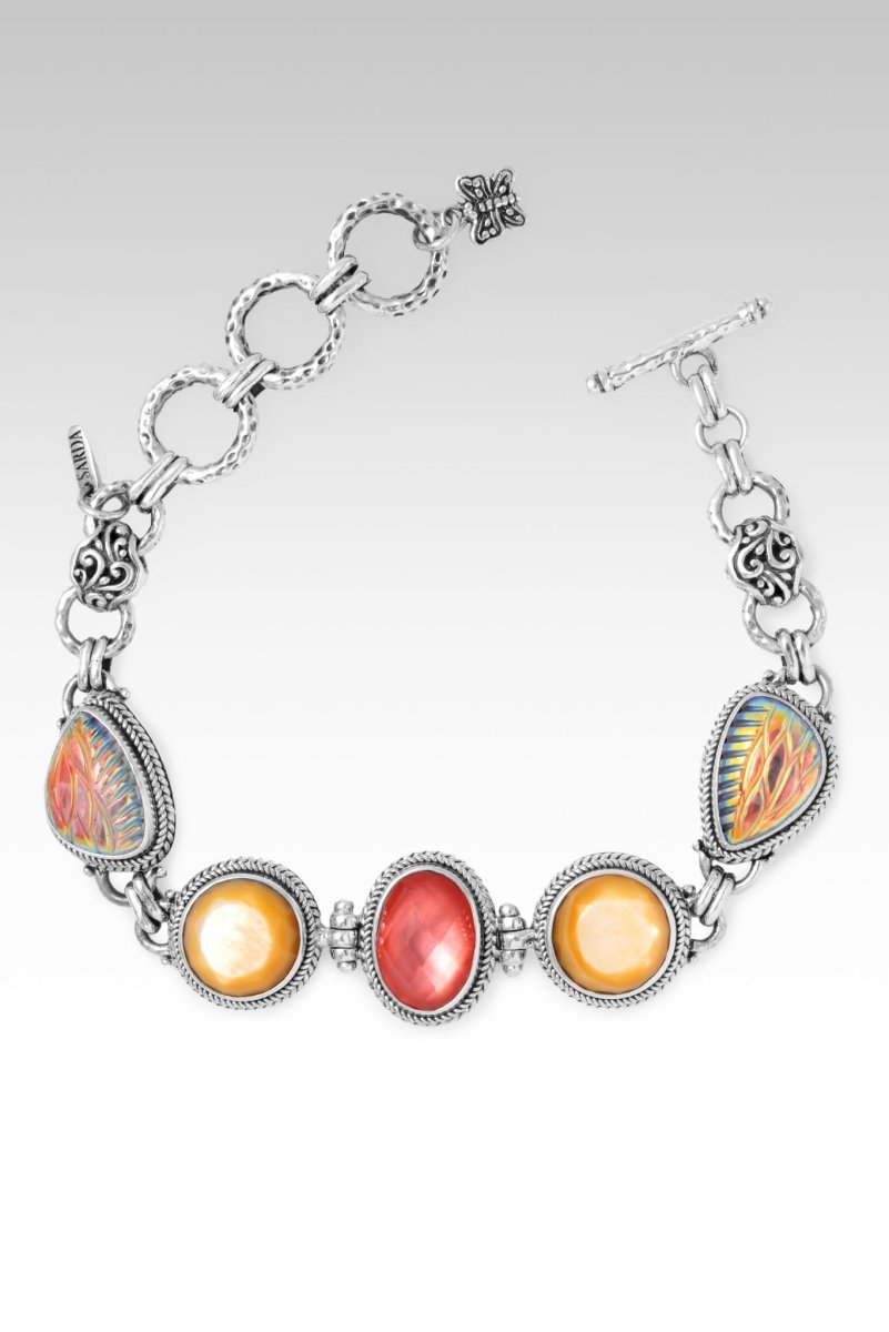 Peace in His Presence Bracelet™ - Mystic Quartz, Peach & Yellow Mother of Pearl Beaded Spiritual Jewelry for Meditation, Prayer & Daily Inspiration