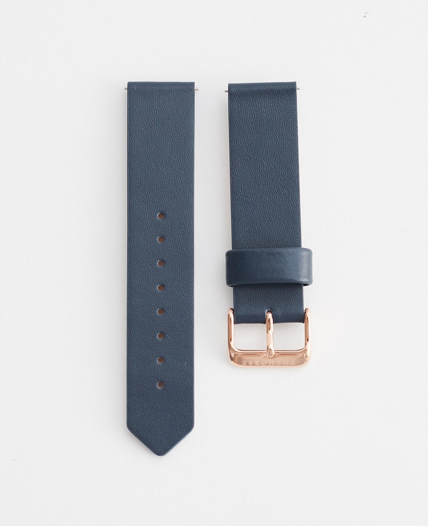 Original 20mm Navy Blue Leather Watch Strap with Rose Gold Buckle - Perfect for Dress Watches, Business Attire & Formal Occasions