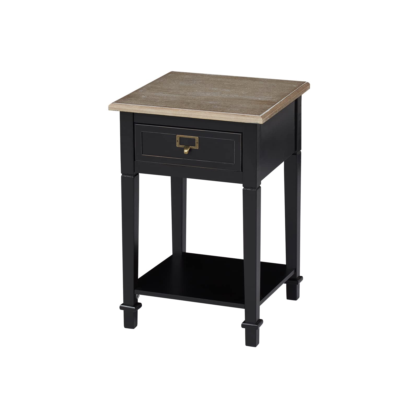 Modern Nightstand with Drawer & Open Shelf - Stylish Accent End Table for Bedroom, Living Room & Sofa - Black Wood Side Table - Perfect for Small Spaces, Apartment Decor & Guest Room Furniture
