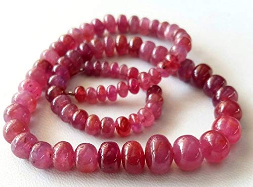 Premium Ruby Gemstone Beads - 4mm to 9mm Smooth Rondelle Beads Strand (13.5 Inch) for Jewelry Making, DIY Crafts, Bracelets & Necklaces - High Quality Natural Ruby Beads [E2113] MVG-32615