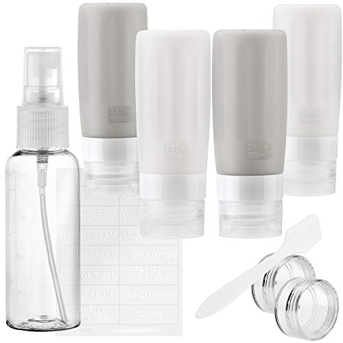 TSA Approved Leak Proof Silicone Travel Bottles for Toiletries - 5 Pack Squeeze Tubes for Carry On Essentials | Perfect for Airplane, Gym & Vacation Toiletry Organization