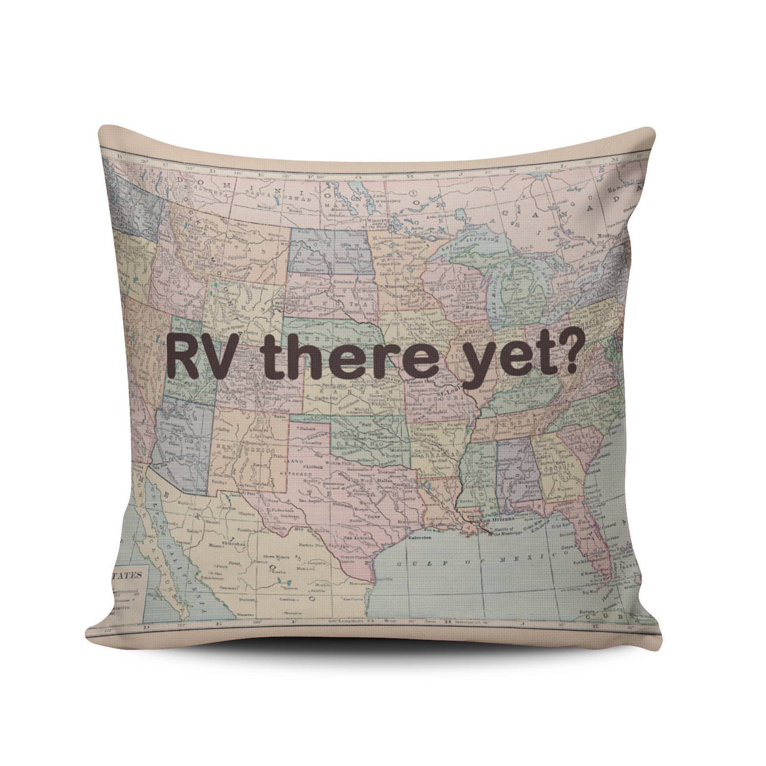 ZeDae Decorative RV 'Are We There Yet' Camper Square Pillow Covers - Cute Personalized Throw Pillowcases 20x20 Inches (One-Sided) - Perfect for RV Travel, Camping Trips & Home Decor