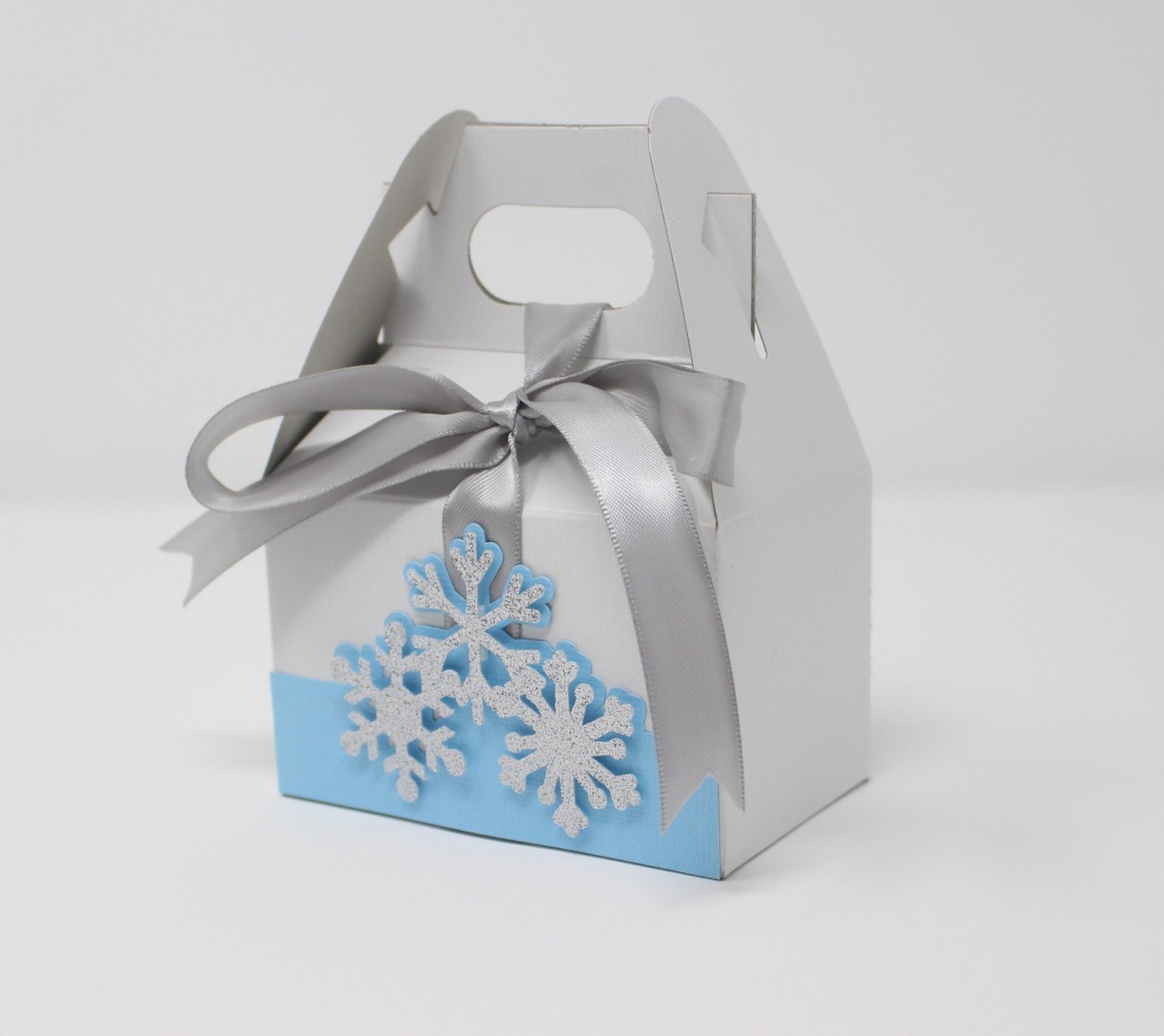 All About Details™ Light Blue & Silver Snowflakes Favor Boxes - Perfect for Winter Weddings, Holiday Parties & Christmas Gift Packaging
