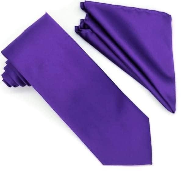Elegant Purple Silk Tie and Pocket Square Set for Men - Perfect for Weddings, Business Meetings & Formal Events