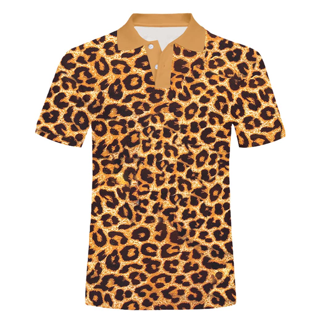 Men's 3D Animal Print Polo Shirt - Leopard Pattern Streetwear Casual Shirt for Men | Perfect for Club Outings, Street Fashion & Summer Parties
