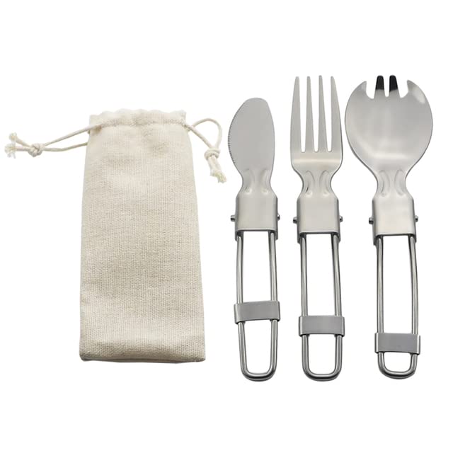 Premium Stainless Steel Flatware Set - 4-Piece Silver Cutlery for Camping, Picnic, Hiking & Outdoor Dining | Durable Spoons & Sporks for Travel, Backpacking & BBQ Parties