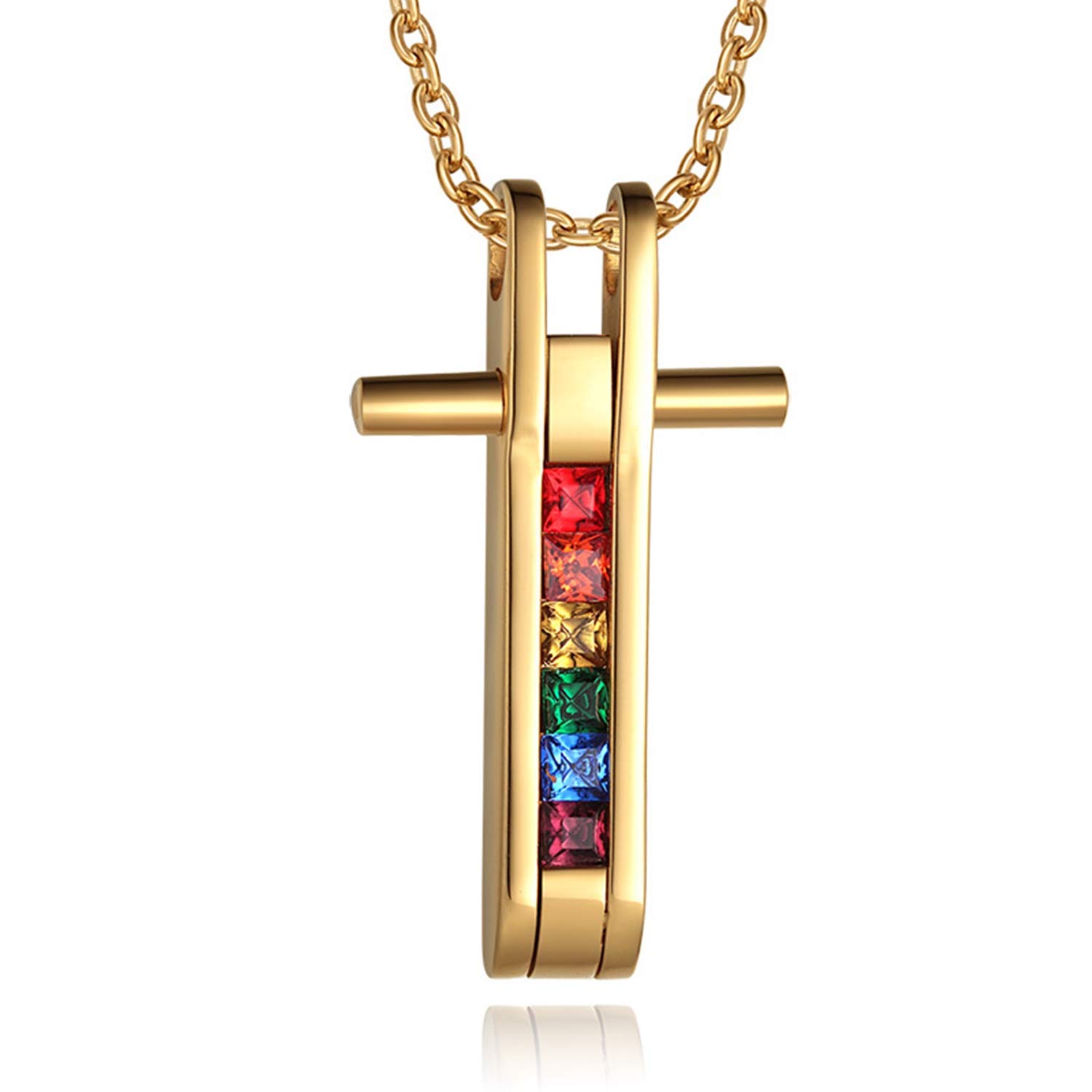 LGBT Pride Lesbian Cross Pendant Necklace for Women - 19