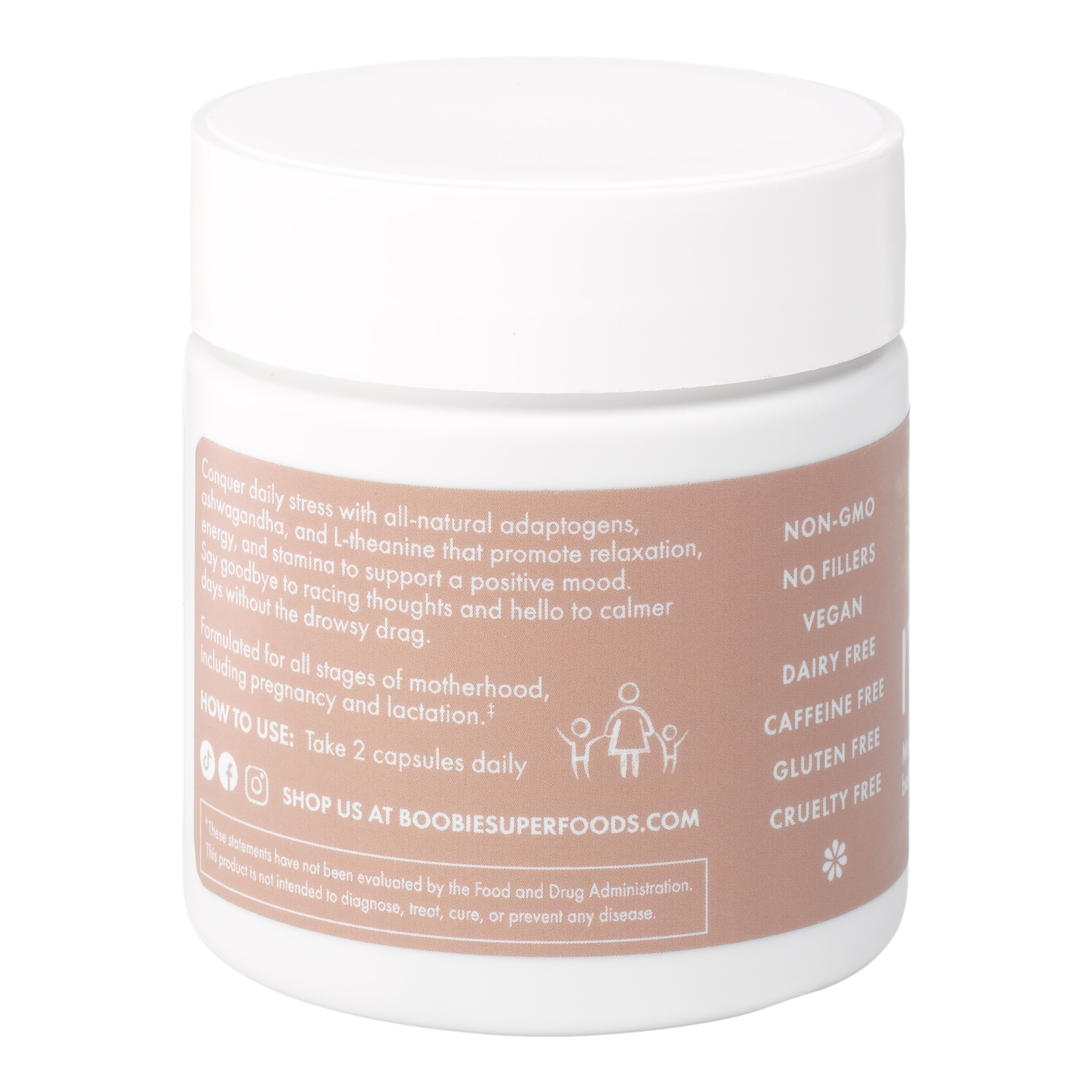 BOOBIE Relax Mom - Natural Mood, Stress & Focus Support Supplement for Busy Moms | Postpartum & Parenting Stress Relief, Mental Clarity for Working Mothers