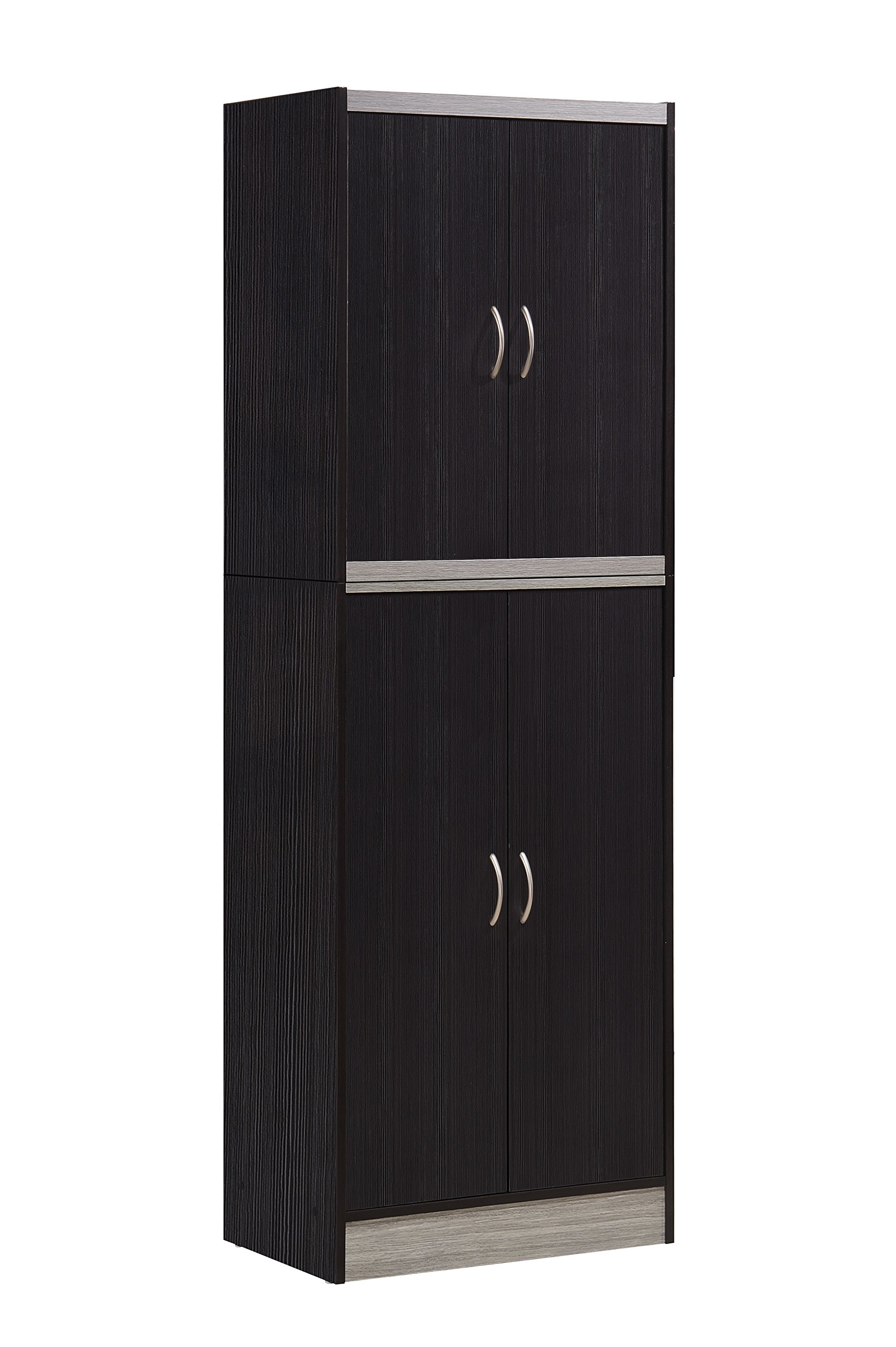 Hodedah 4-Door Kitchen Pantry Cabinet with Adjustable Shelves, Chocolate Brown - Perfect for Pantry Organization, Small Kitchen Storage & Dining Room Decor
