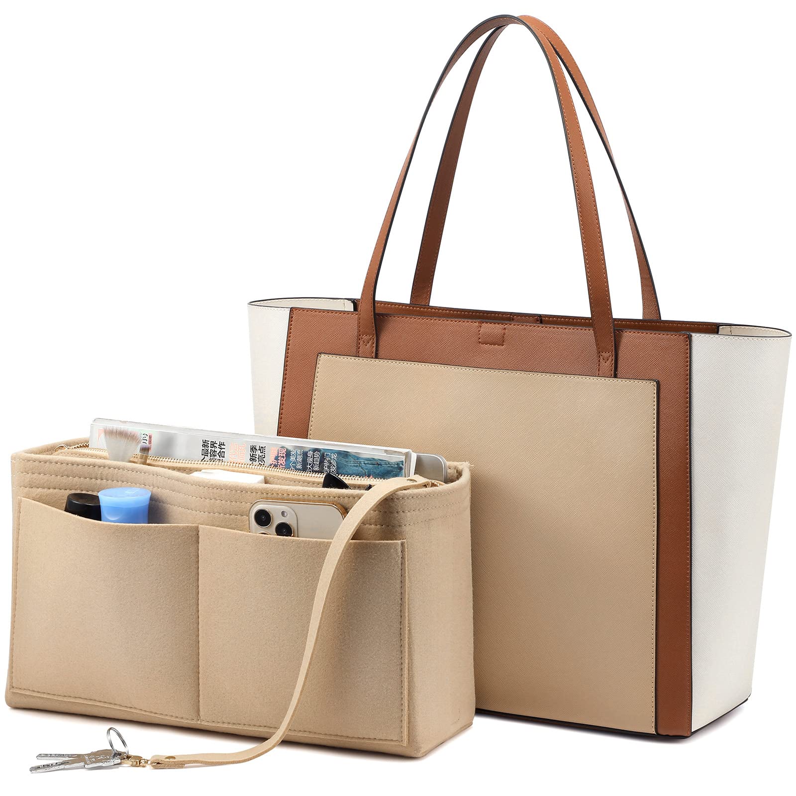 LOVEVOOK Women's Tote Handbag with Purse Organizer - Stylish Shoulder Satchel for Work, Travel & Everyday Use