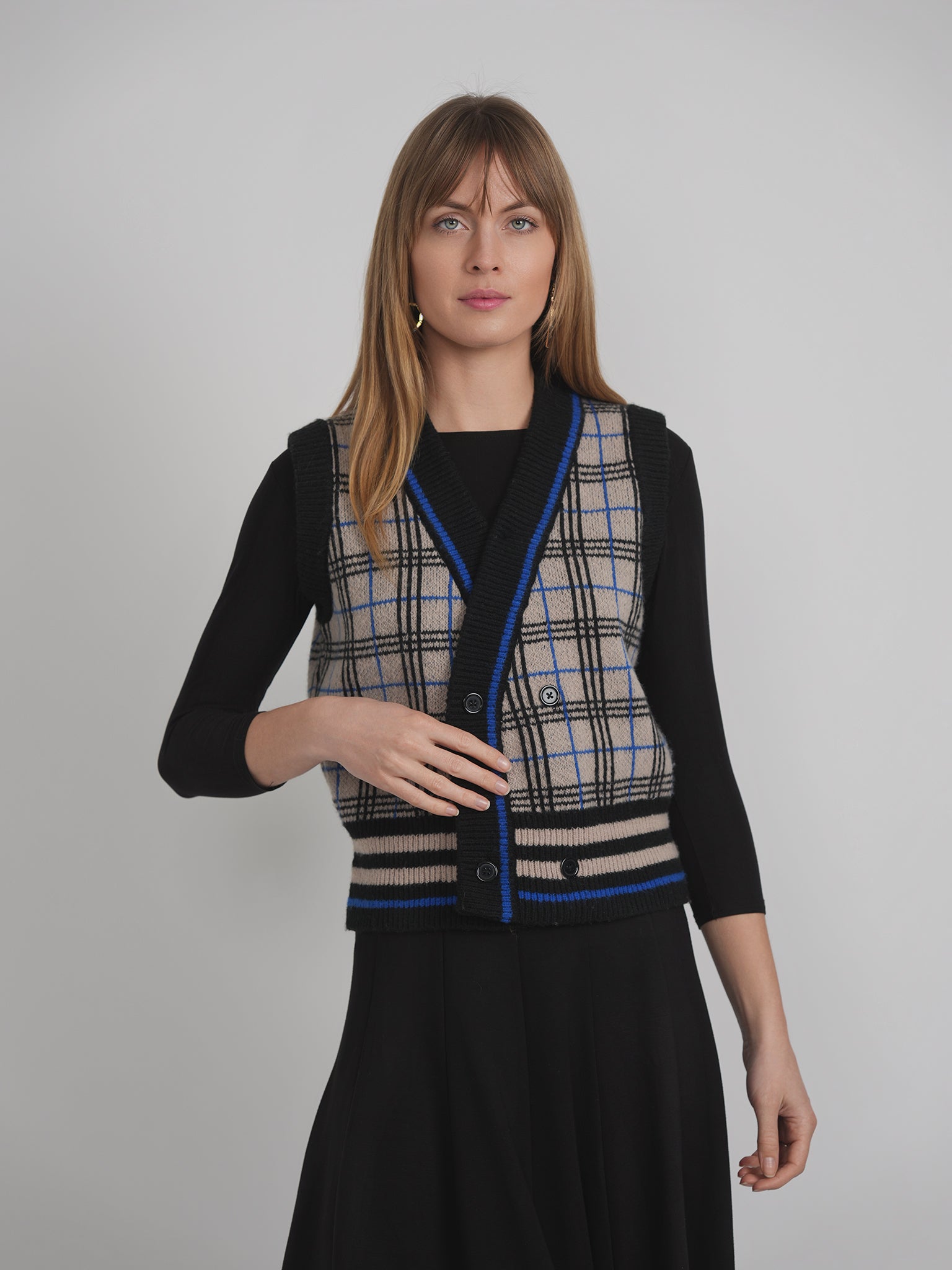 Stylish Knit Plaid Double Breasted Vest for Men & Women - Perfect for Fall Layering, Office Wear & Casual Outfits