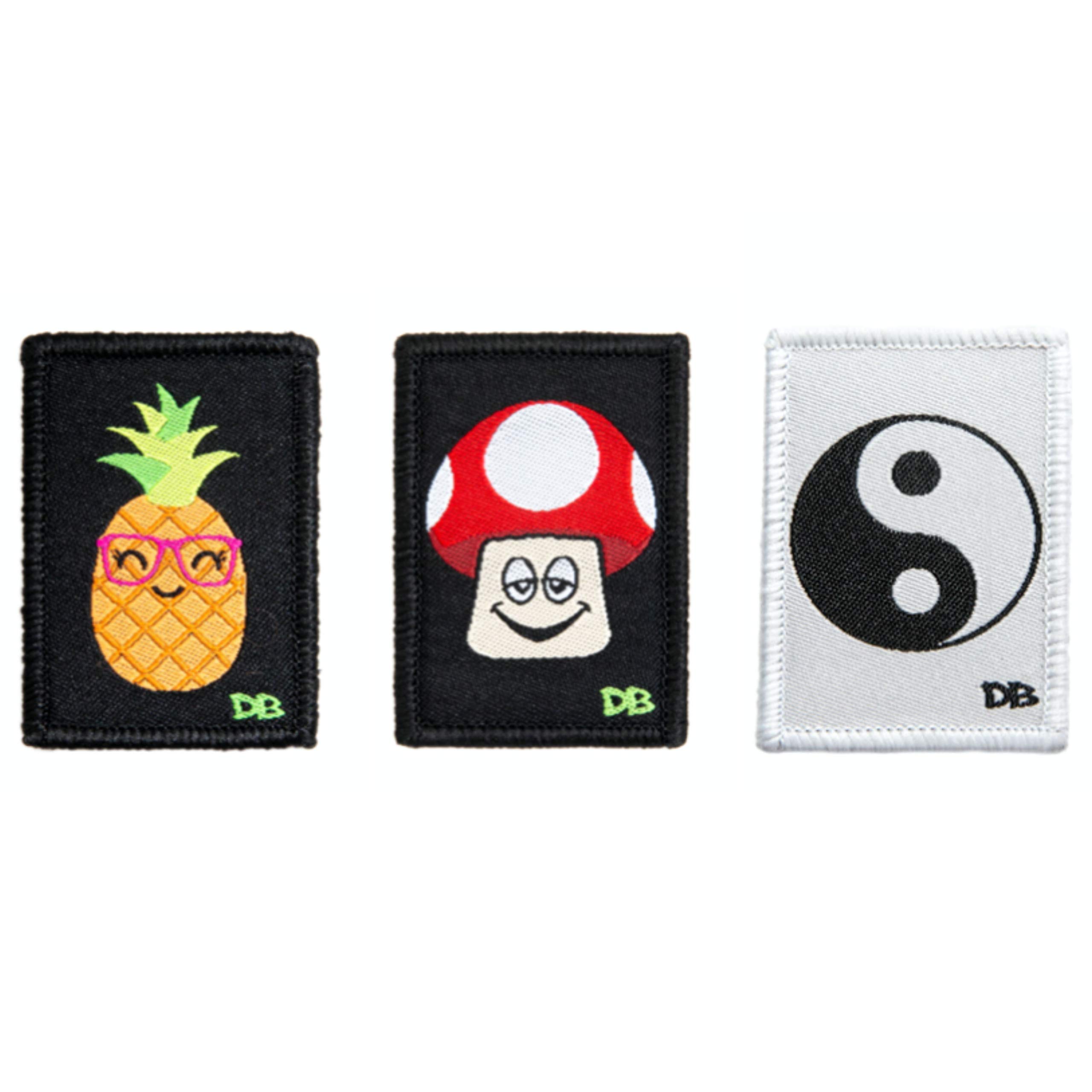 Dime Bags Interchangeable Accessory Patches - Removable Custom Patches for Backpacks, Bags & Jackets (Pineapple, Mushroom, Yin Yang) - Perfect for Personalization, DIY Fashion & Unique Style