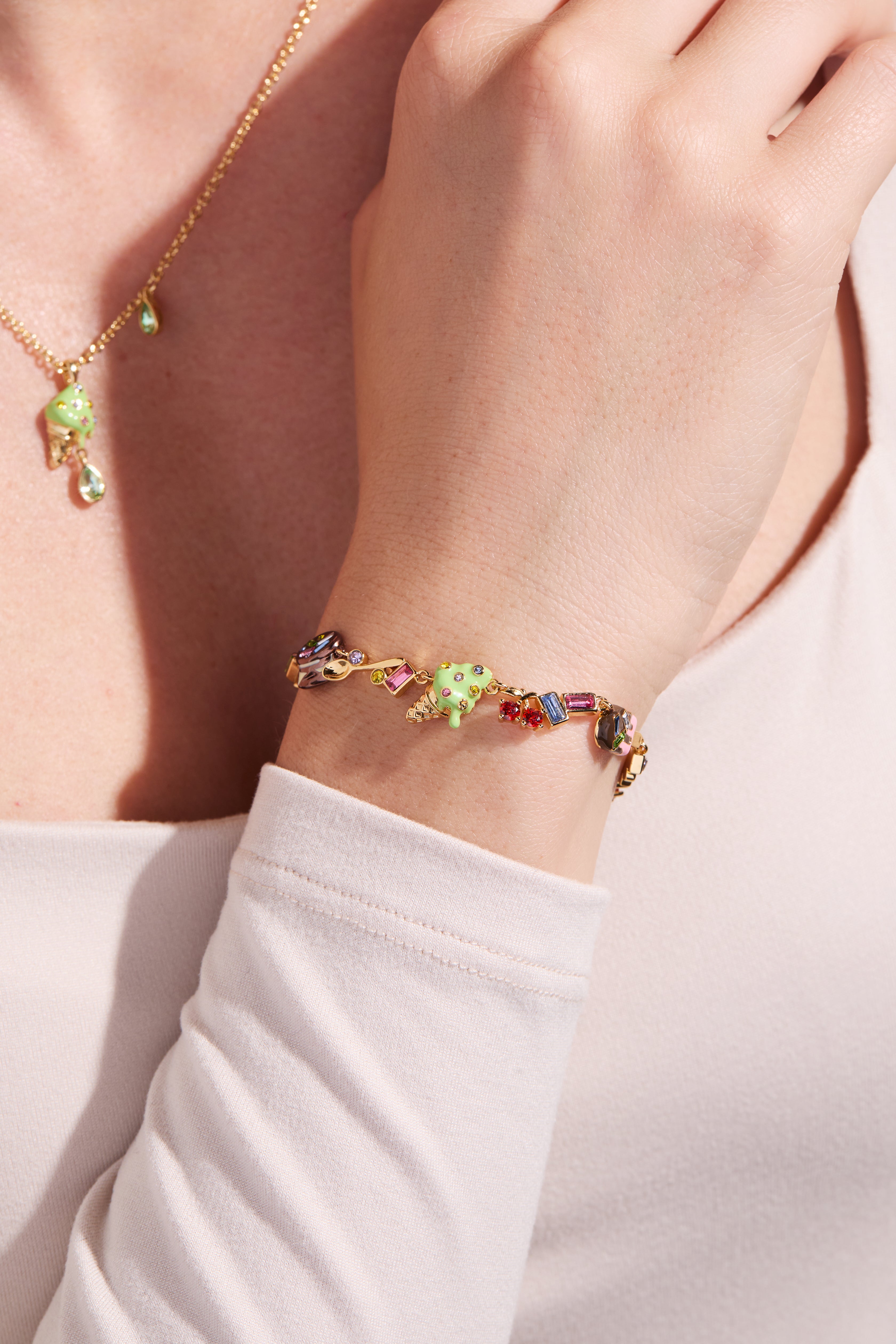 Trendy Ice Cream Bolo Bracelet for Women - Adjustable Beaded Charm Anklet - Perfect for Summer Outfits, Beach Parties & Festival Fashion