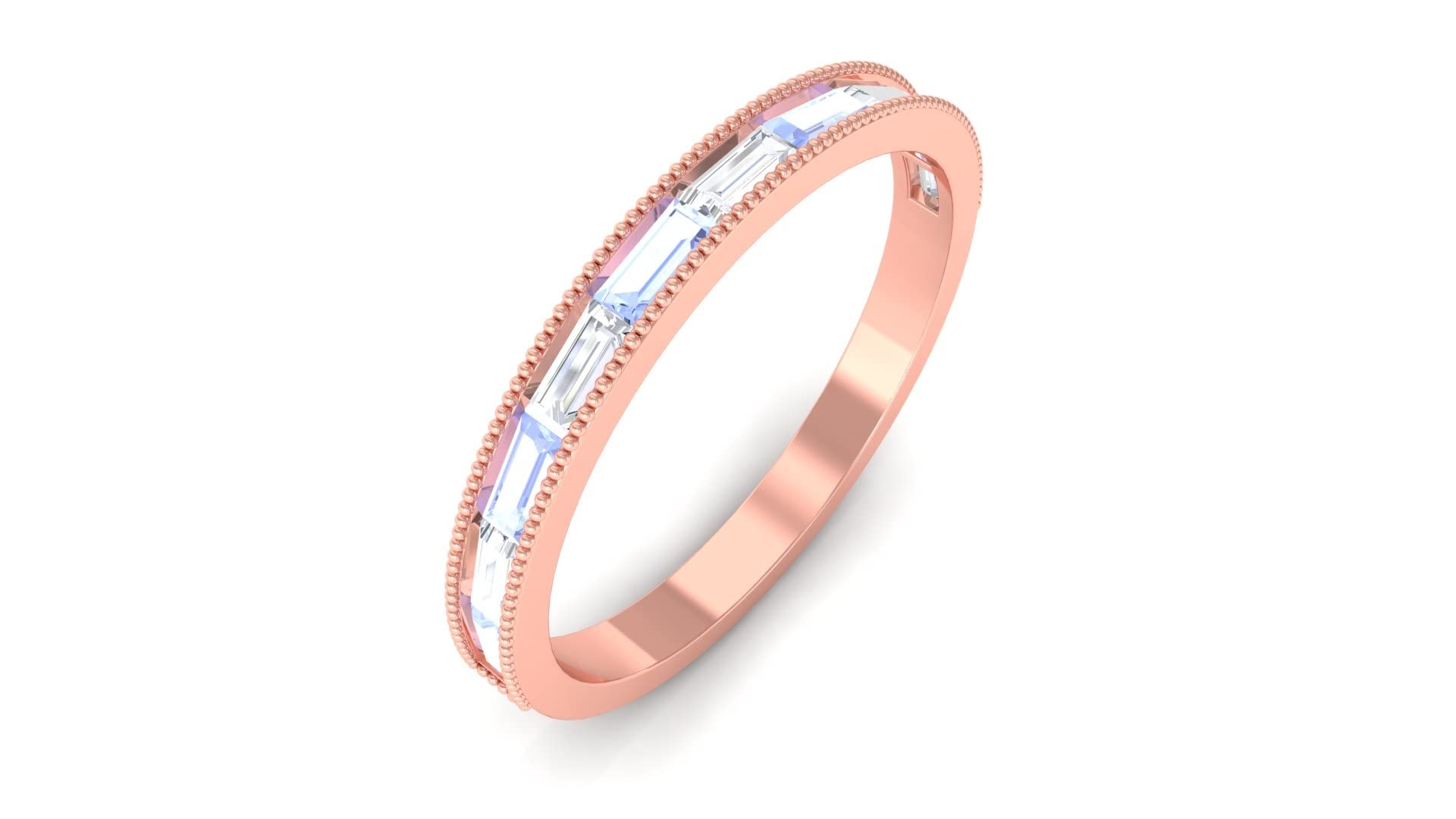 1/4 CT Tanzanite and Diamond Ring - 14K Solid Gold Half Eternity Band with Beaded Design | Perfect for Anniversary Gifts, Engagement Rings & Special Occasions