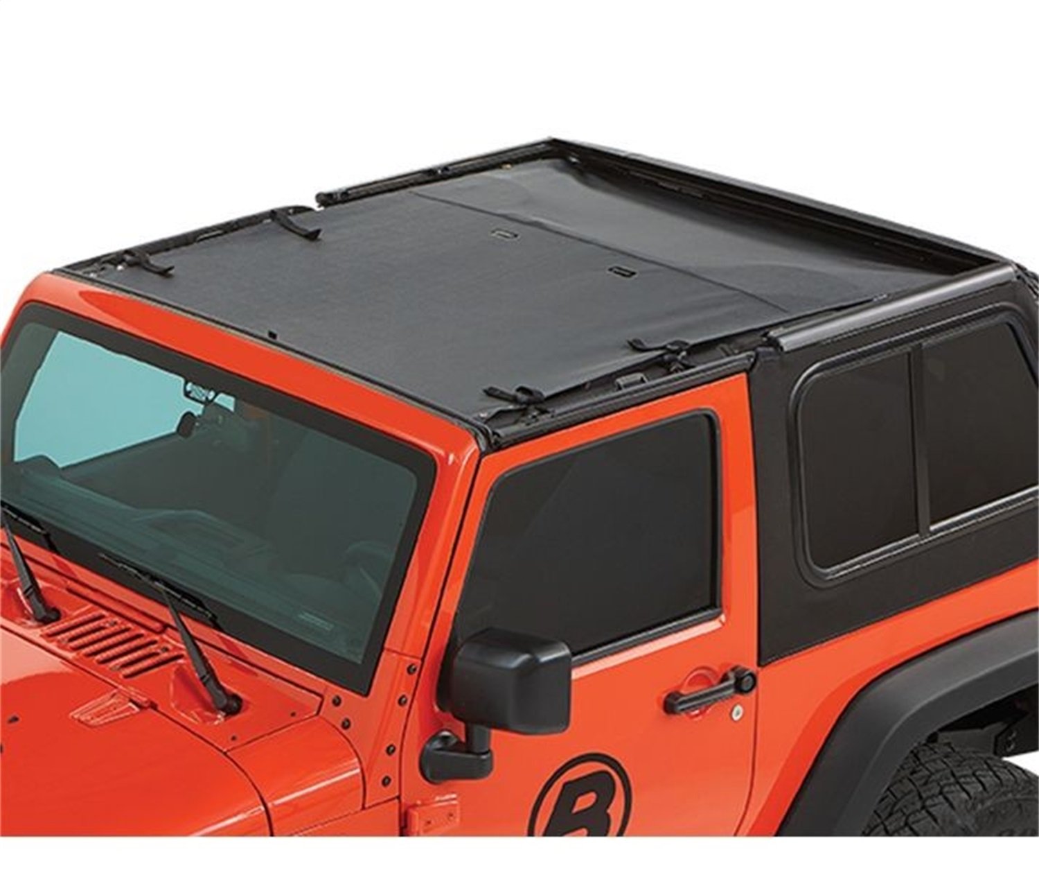 Bestop 5240235 Black Diamond Sun Bikini Top for 2007-2017 Jeep Wrangler JK 2 Door - Safari Style Convertible Soft Top - Perfect for Summer Off-Roading & Beach Adventures