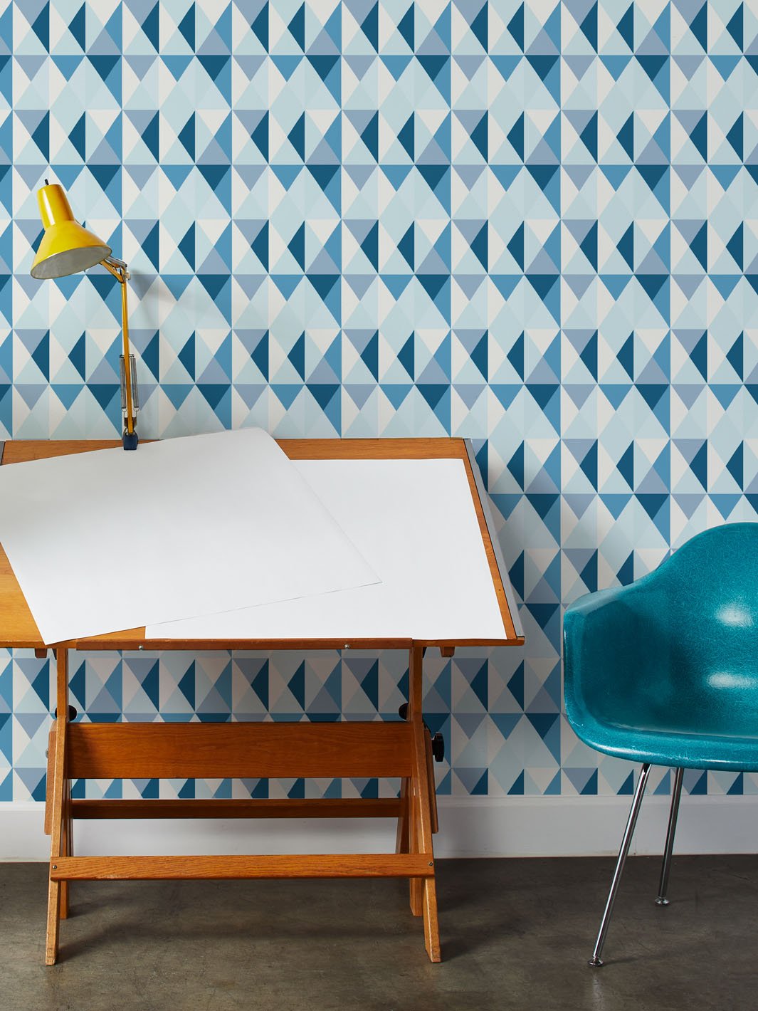Fisher Price™ Geo Wallpaper - Blue Geometric Pattern Peel and Stick Wallpaper for Nursery, Kids Room & Playroom Decor