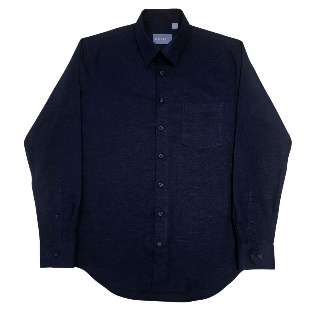 Premium Navy Blue Cotton Linen Shirt for Men - Breathable & Comfortable Casual Button Down Shirt - Perfect for Summer Outfits, Beach Vacations & Office Wear