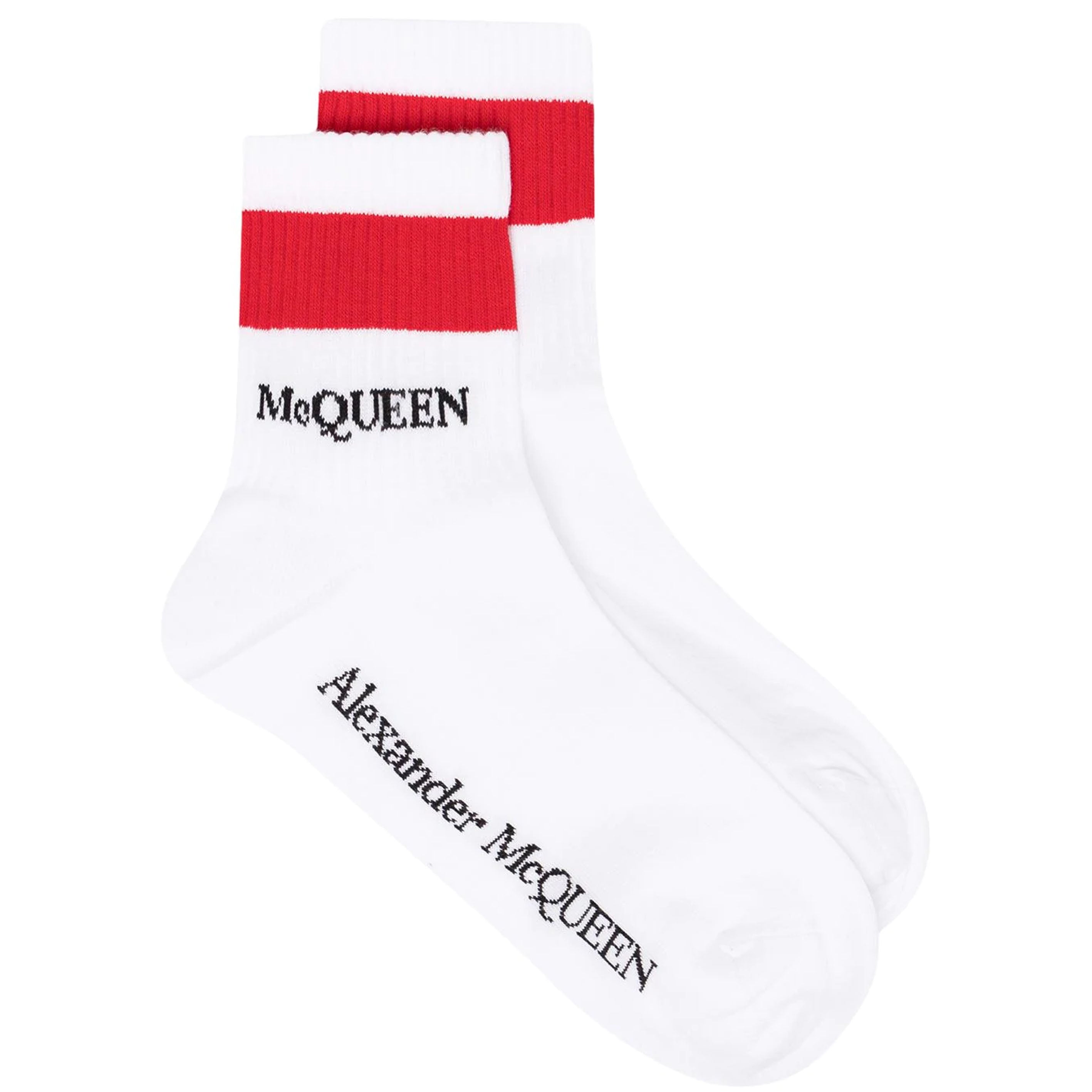 Red Stripe Sport Socks - White & Red Athletic Performance Socks for Running, Gym & Casual Wear - Breathable Cushioned Socks for Men & Women