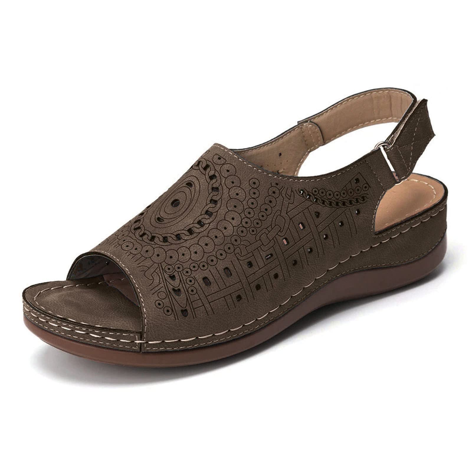Women's Size 10 Fashion Sandals - Breathable Peep Toe Wedge Heel Summer Beach Shoes with Hollow Design | Perfect for Vacation, Poolside & Casual Outings
