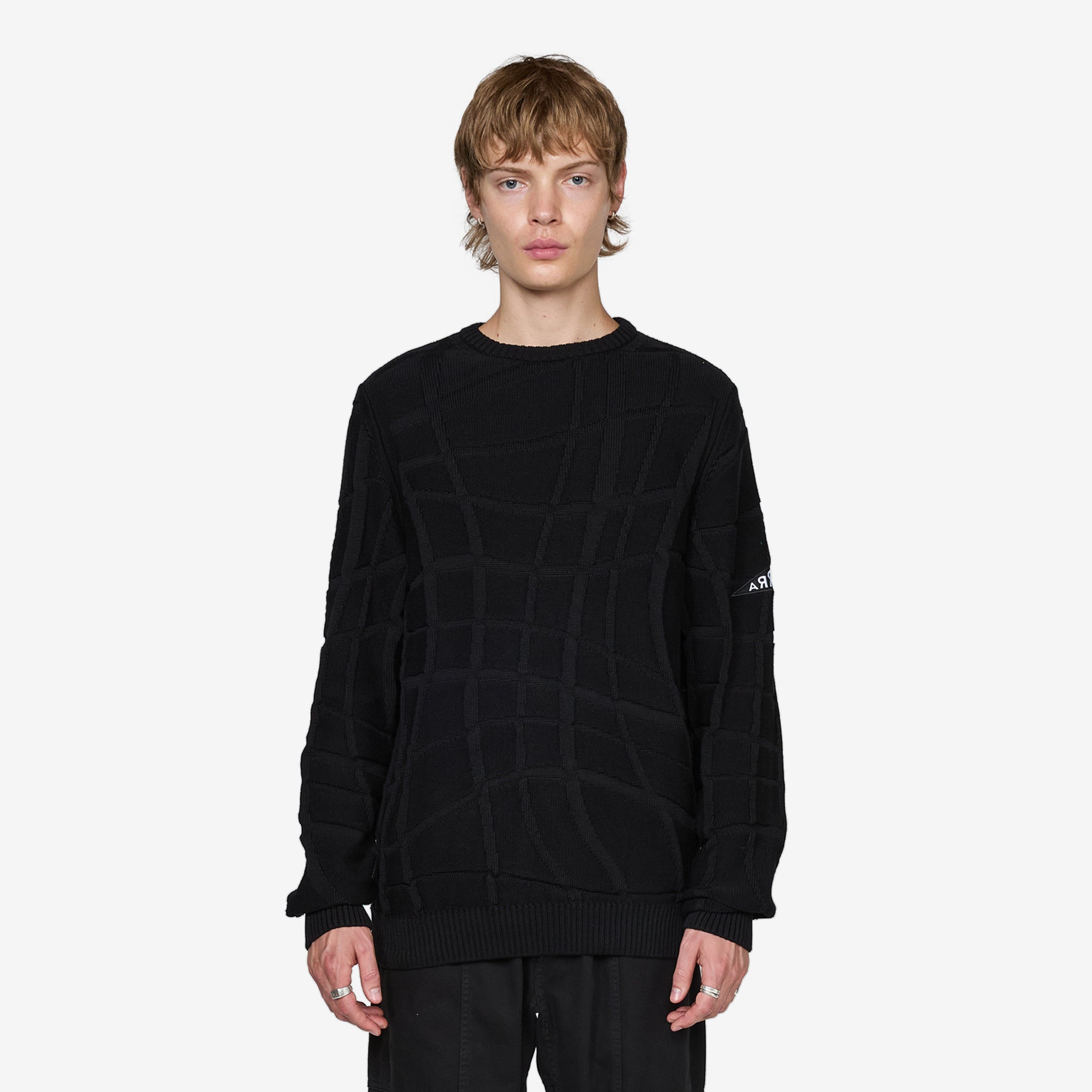 Stylish Black Abstract Village Knitted Pullover - Cozy Winter Sweater for Women, Perfect for Casual Outings & Holiday Gatherings