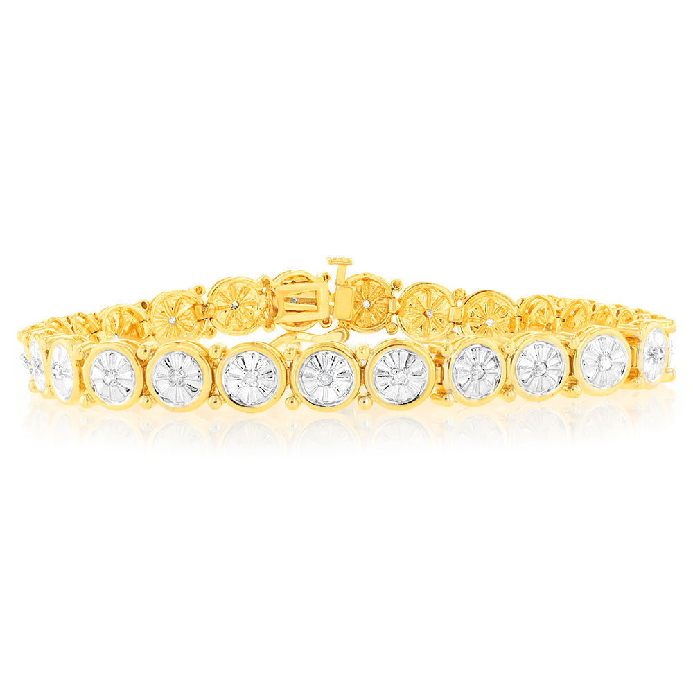 1/4 Carat Diamond Bracelet in Gold Plated Silver - Elegant Jewelry Gift for Women, Anniversary & Special Occasions