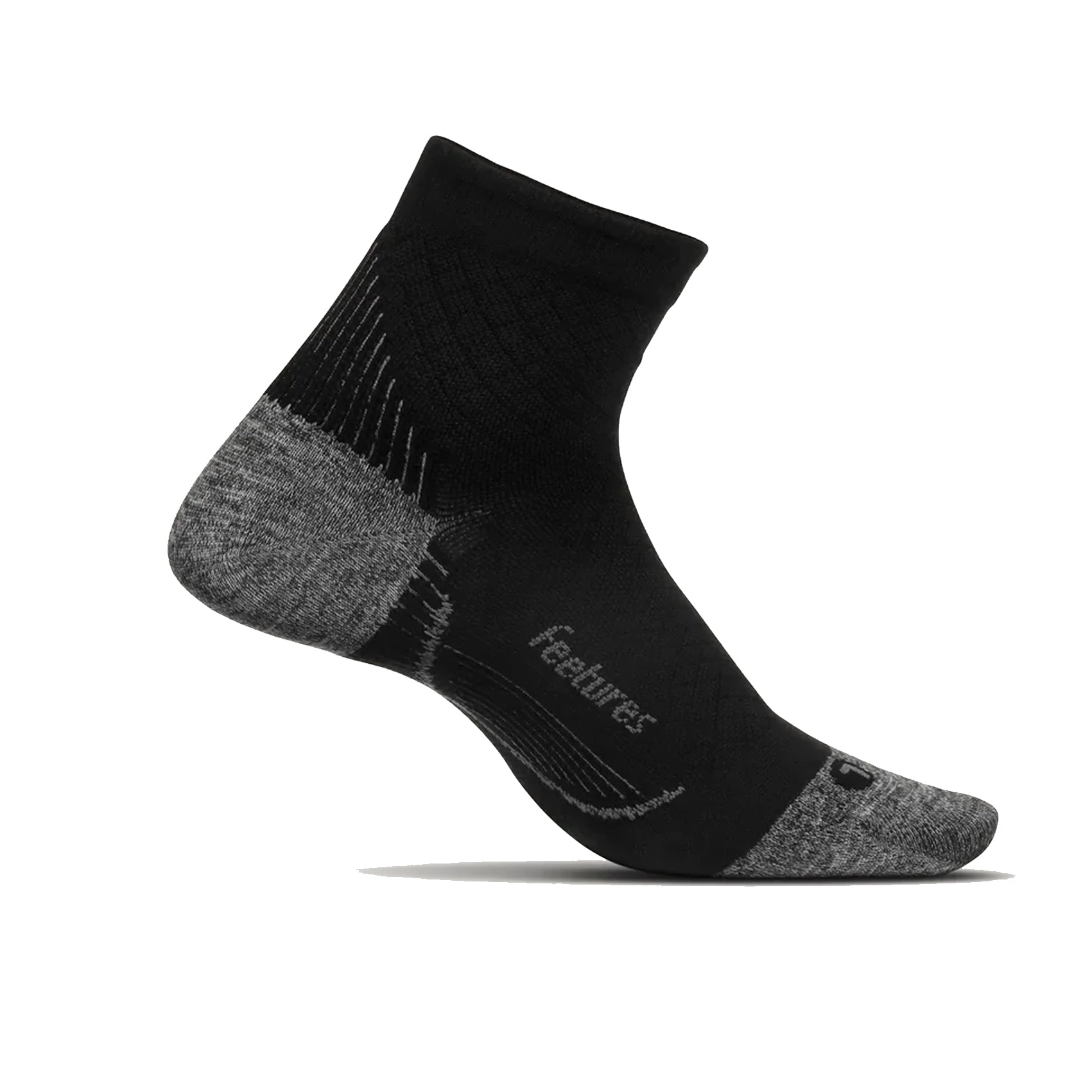 Feetures UltraLight Compression Socks for Plantar Fasciitis Relief - Quarter Length, Black - Ideal for Running, Hiking & Everyday Comfort