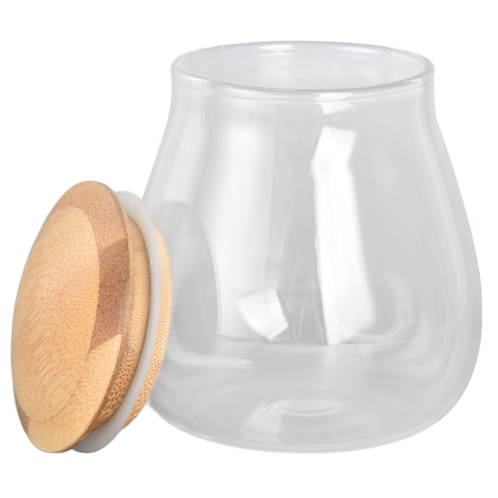 Airtight Glass Storage Jars with Wooden Bamboo Lids - 900ML Transparent Food Containers for Dry Foods, Spices, Grains, Coffee & Tea | Perfect for Kitchen Pantry Organization & Bulk Food Storage
