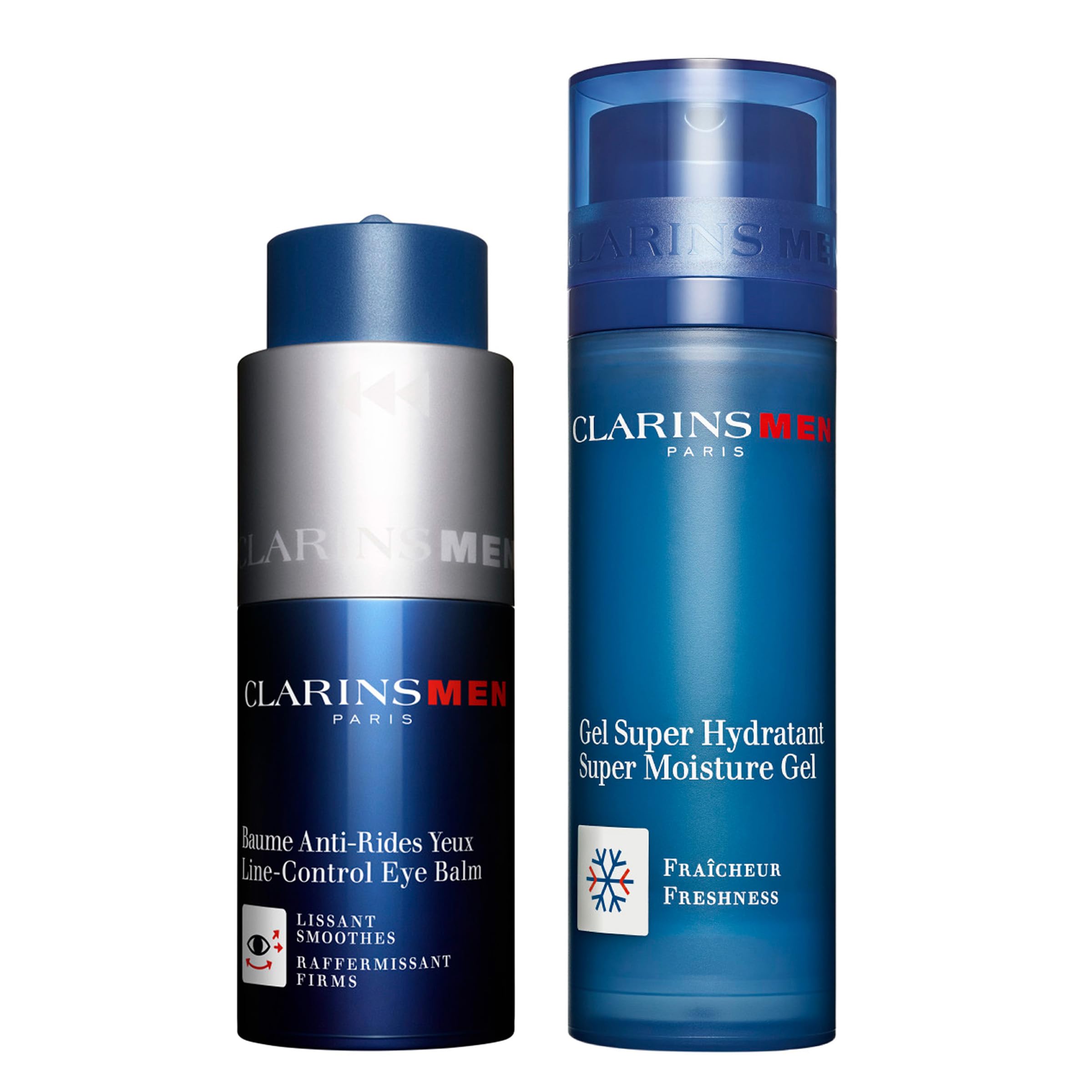 ClarinsMen Super Moisture Gel & Line-Control Eye Balm Set - Anti-Aging Skincare for Men | Hydrating Face Gel & Dark Circle Treatment | Suitable for All Skin Types | Daily Skincare Routine & Travel Essentials