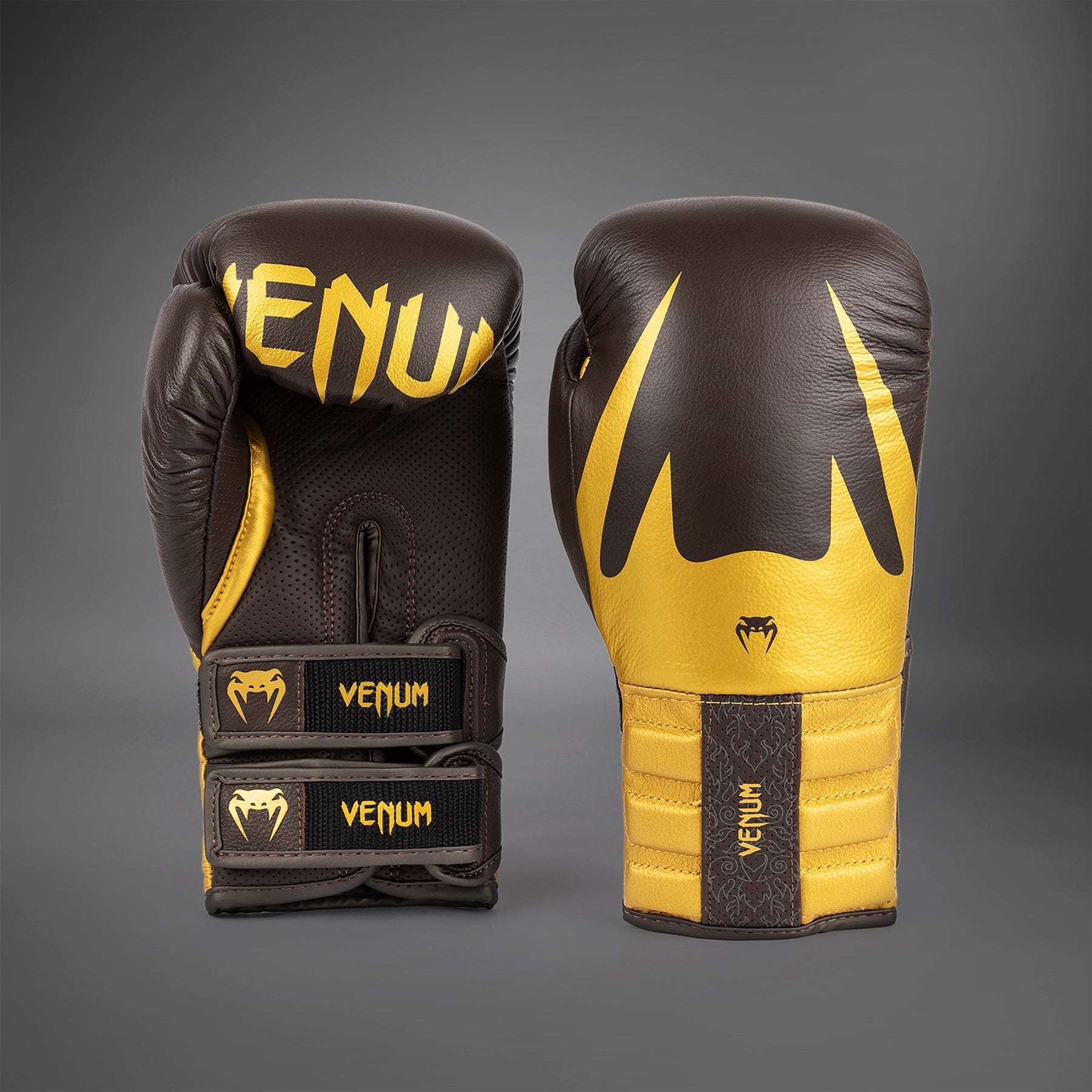 Venum Reverso Boxing Gloves - Premium Chocolate & Gold Training Gloves for Men & Women - Ideal for MMA, Kickboxing, and Heavy Bag Workouts