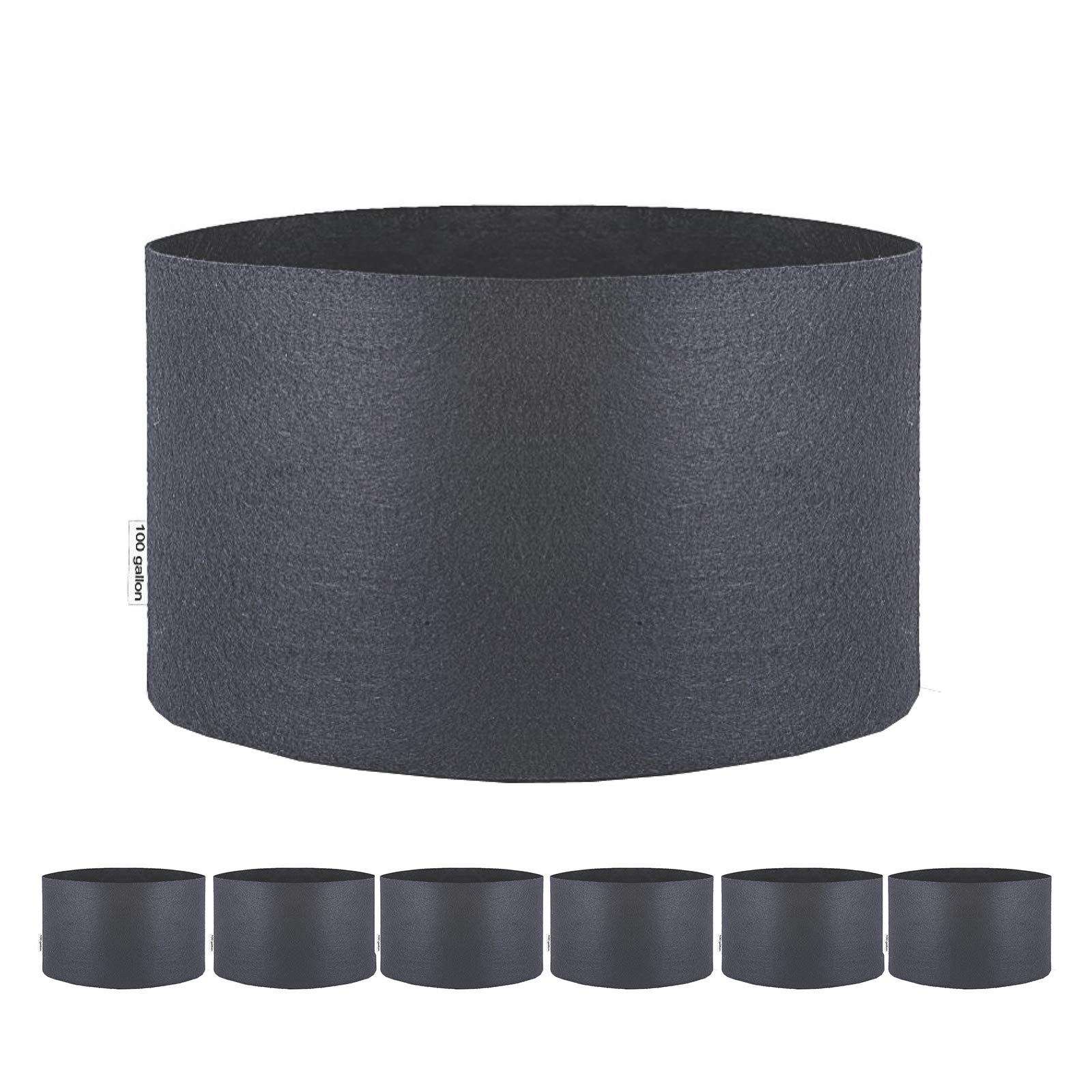 TopoGrow 6-Pack 100 Gallon Fabric Grow Bags - Aeration Plant Pots for Vegetables, Fruits, Flowers - Durable Black Nursery Containers for Gardening, Farming & Hydroponics (Ideal for Tomatoes, Potatoes & Root Crops)
