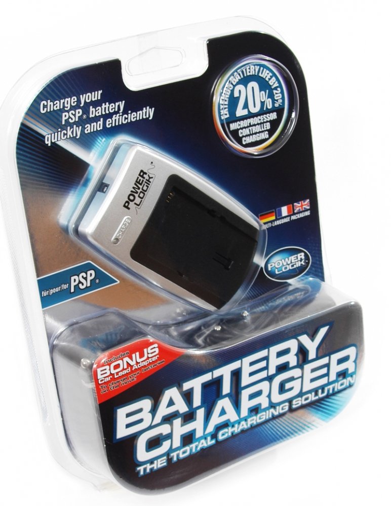 Datel Power Logic Battery Charger for Sony PSP - Fast Charging, Compatible with All PSP Models - Perfect for Gaming On The Go, Travel, and Home Use