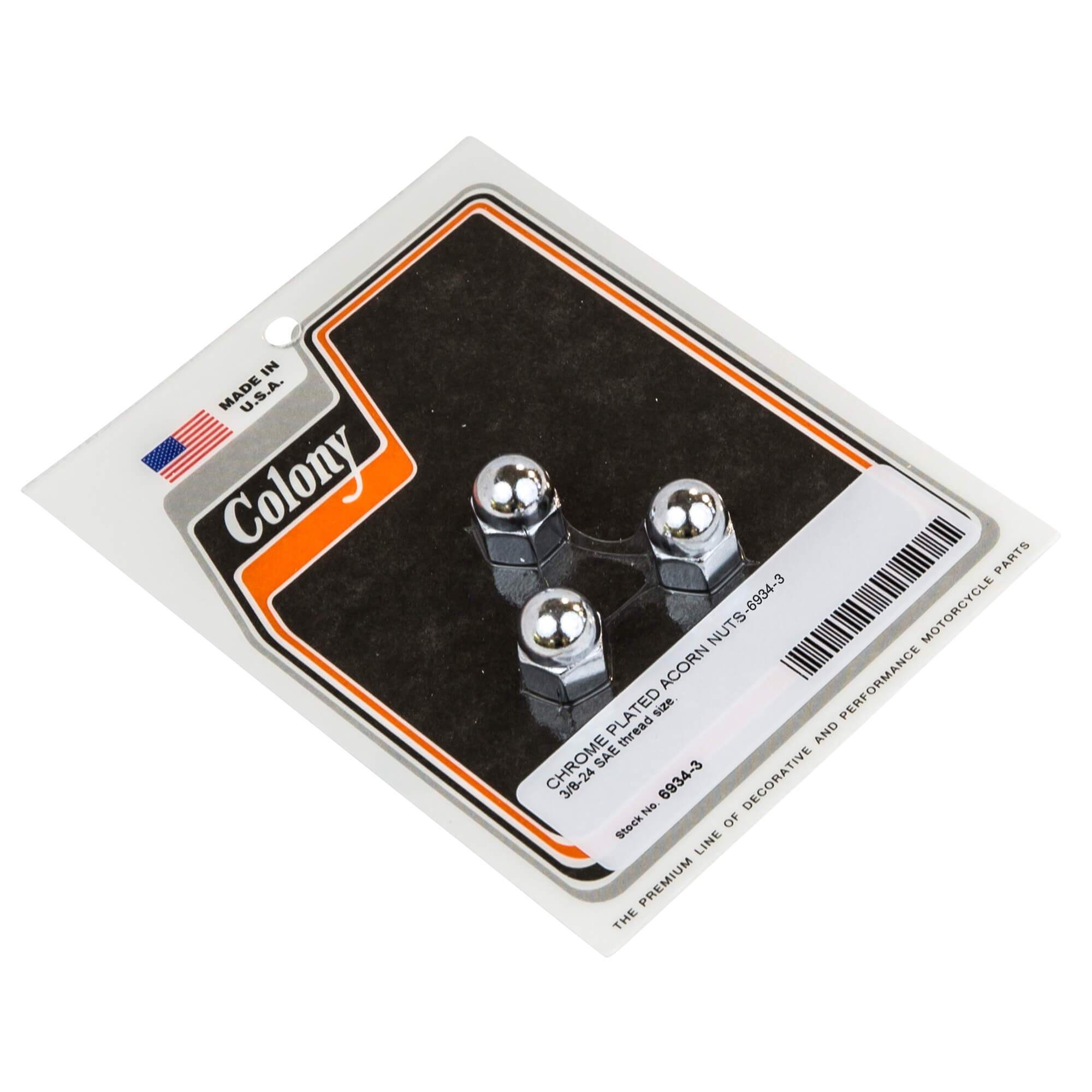 3/8-24 SAE Chrome Plated Acorn Nuts (3-Pack) - Rust-Resistant Hex Dome Nuts for Automotive, Machinery & DIY Projects