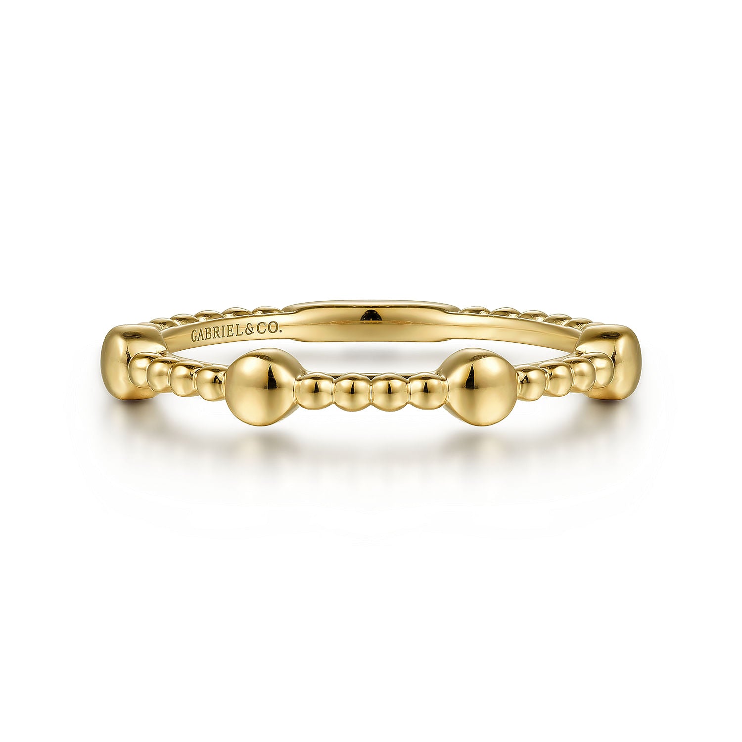 14K Yellow Gold Bujukan Ball Station Stackable Ring for Women - Elegant Minimalist Jewelry for Everyday Wear, Stacking Rings, Gifts for Her, Anniversary, Birthday, Valentine's Day
