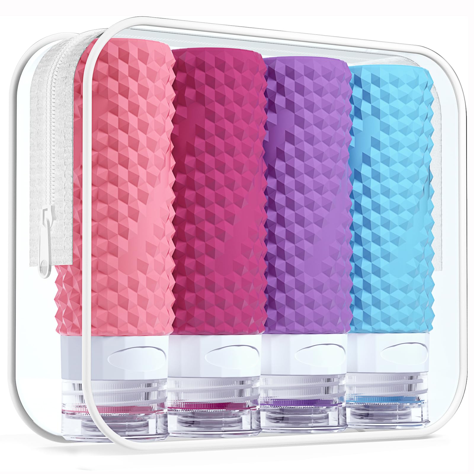 TSA Approved 3oz Travel Bottles for Toiletries - BPA Free Leak Proof Refillable Containers (4 Pack) with Travel Toiletry Bag - Perfect for Shampoo, Conditioner & Liquid Soap on Airplanes, Gym & Vacation Trips