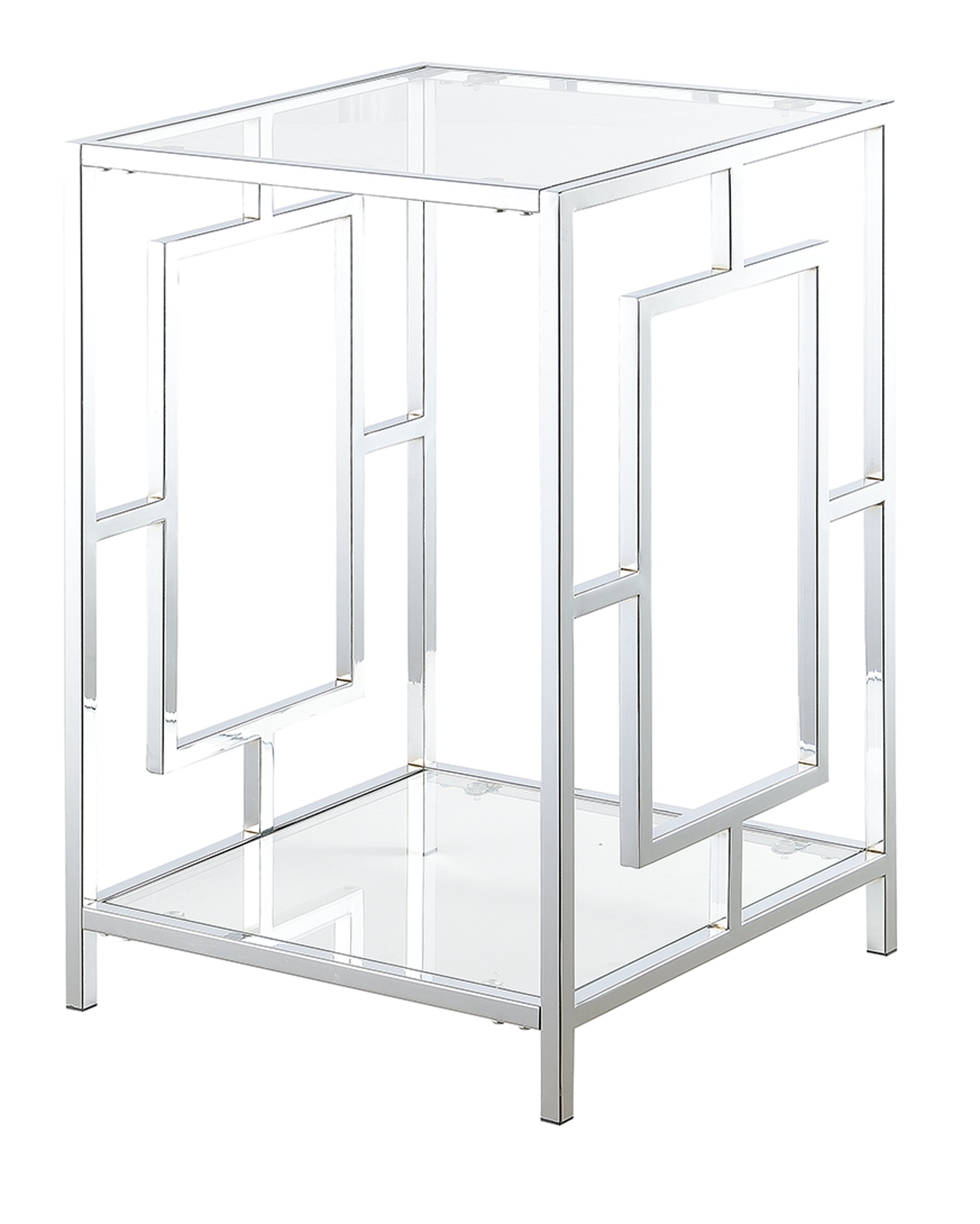 Modern Glass & Chrome End Table - 15.75