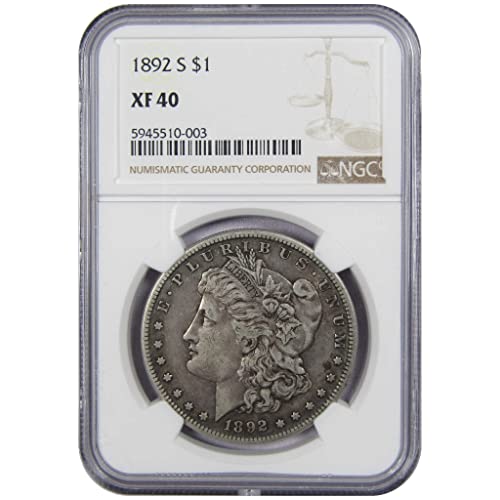 1892 S Morgan Silver Dollar XF 40 NGC Certified - 90% Silver $1 US Coin for Collectors | Perfect for Coin Collections, Investment & Historical Display